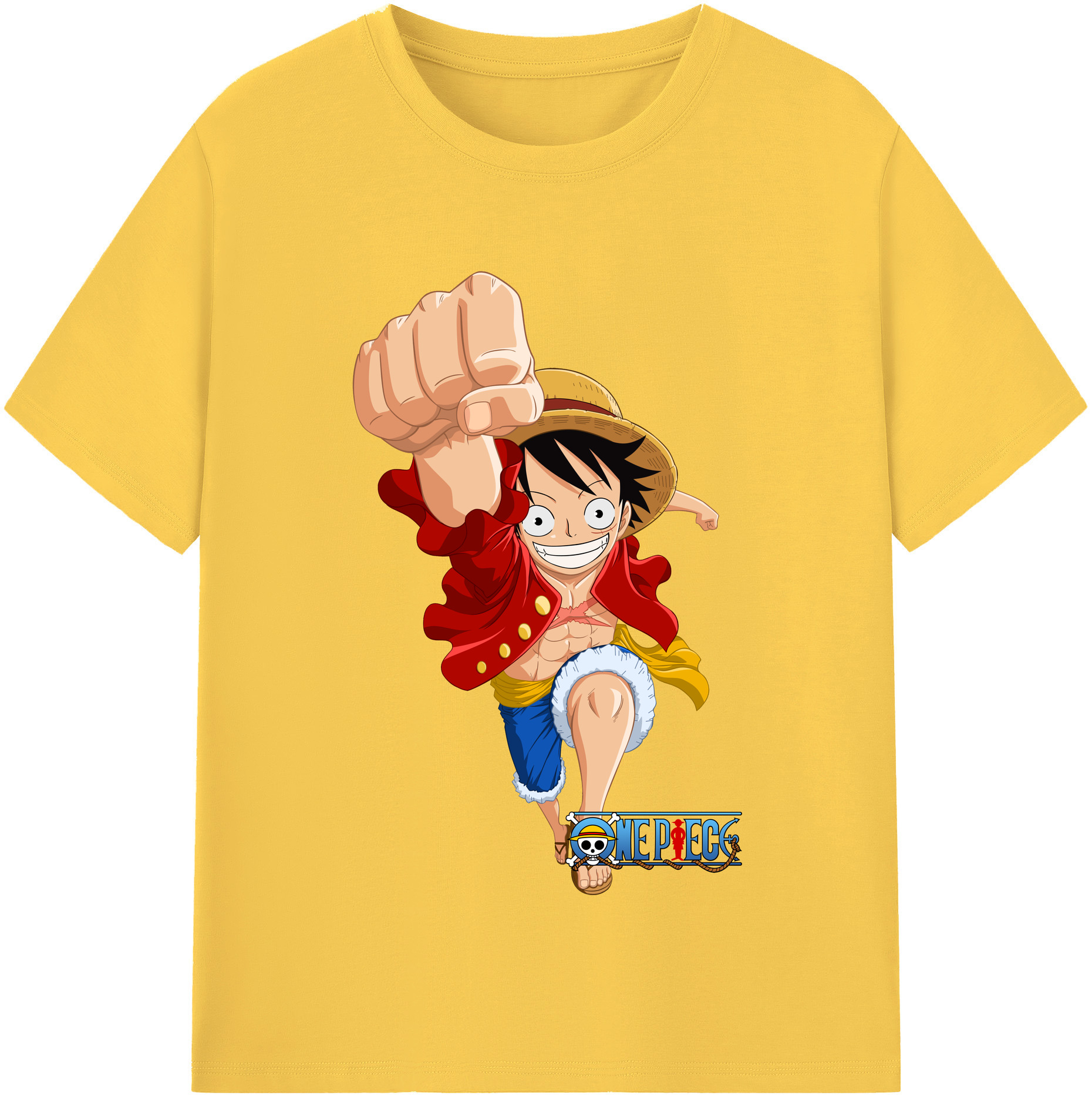 ワンピース モンキー・D・ルフィ ONE PIECE Monkey D. Luffy 綿100％半袖Tシャツ（フロントプリント）