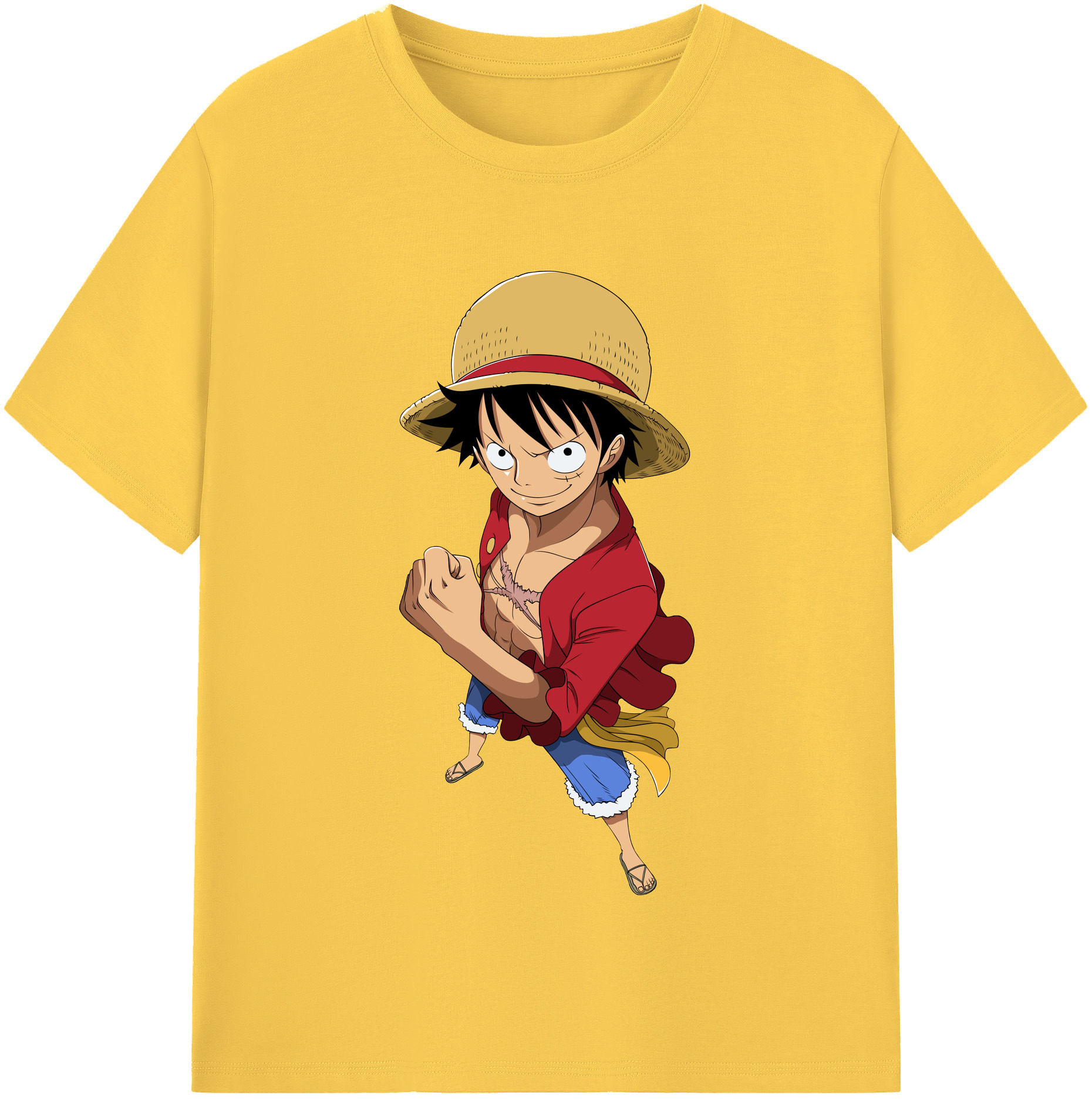 ワンピース モンキー・D・ルフィ ONE PIECE Monkey D. Luffy 綿100％半袖Tシャツ（フロントプリント）
