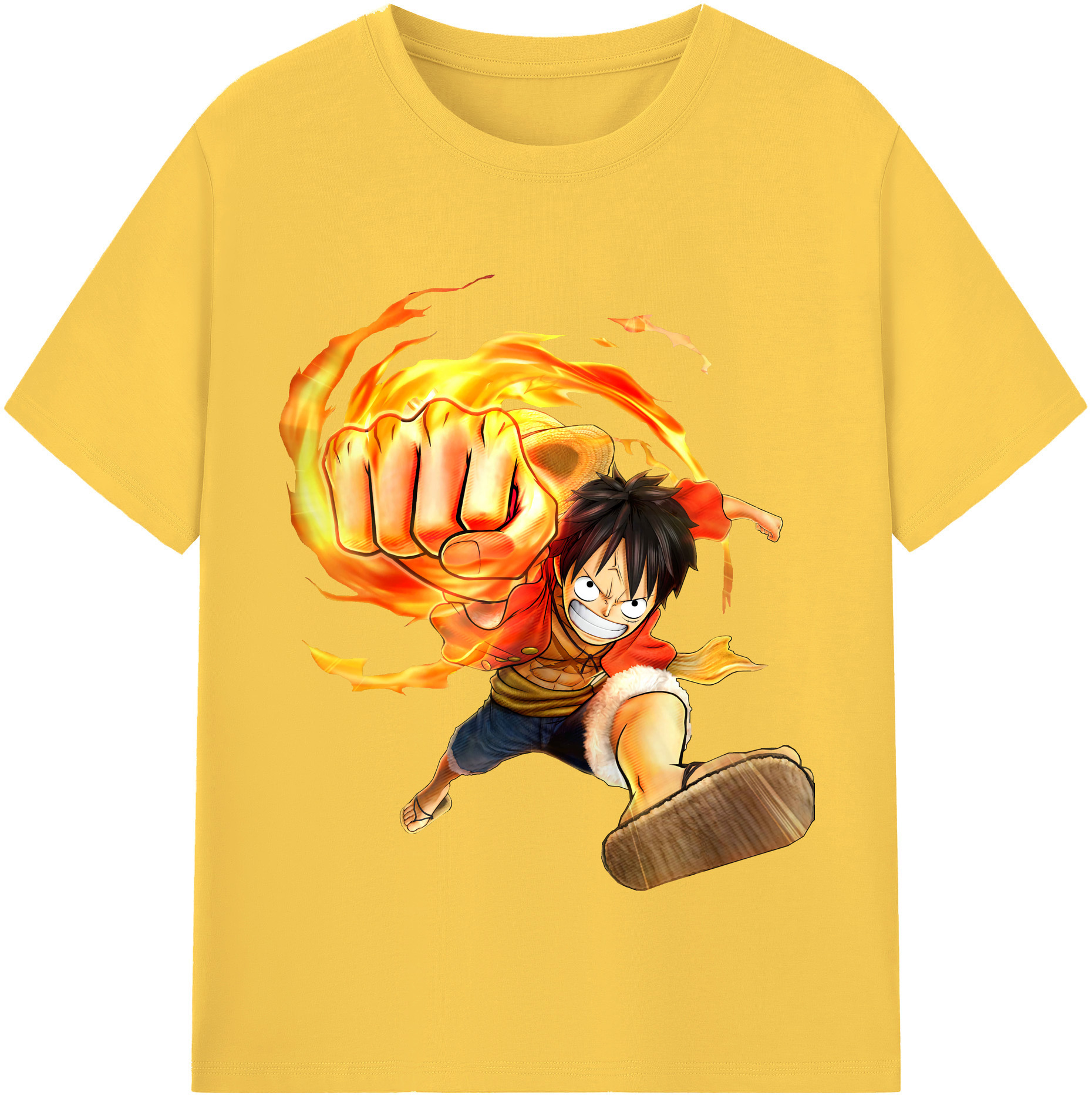 ワンピース モンキー・D・ルフィ ONE PIECE Monkey D. Luffy 綿100％半袖Tシャツ（フロントプリント）
