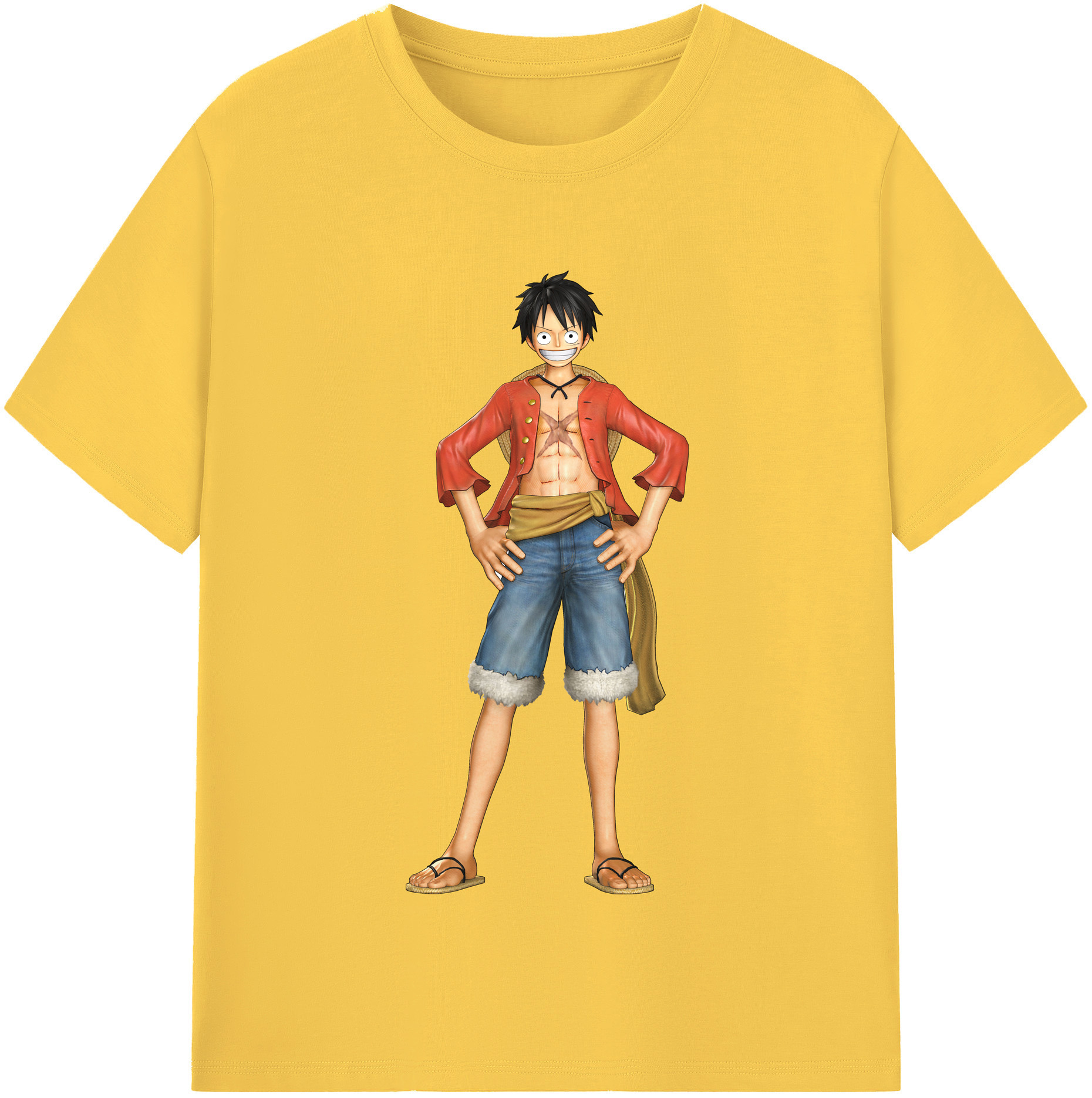 ワンピース モンキー・D・ルフィ ONE PIECE Monkey D. Luffy 綿100％半袖Tシャツ（フロントプリント）