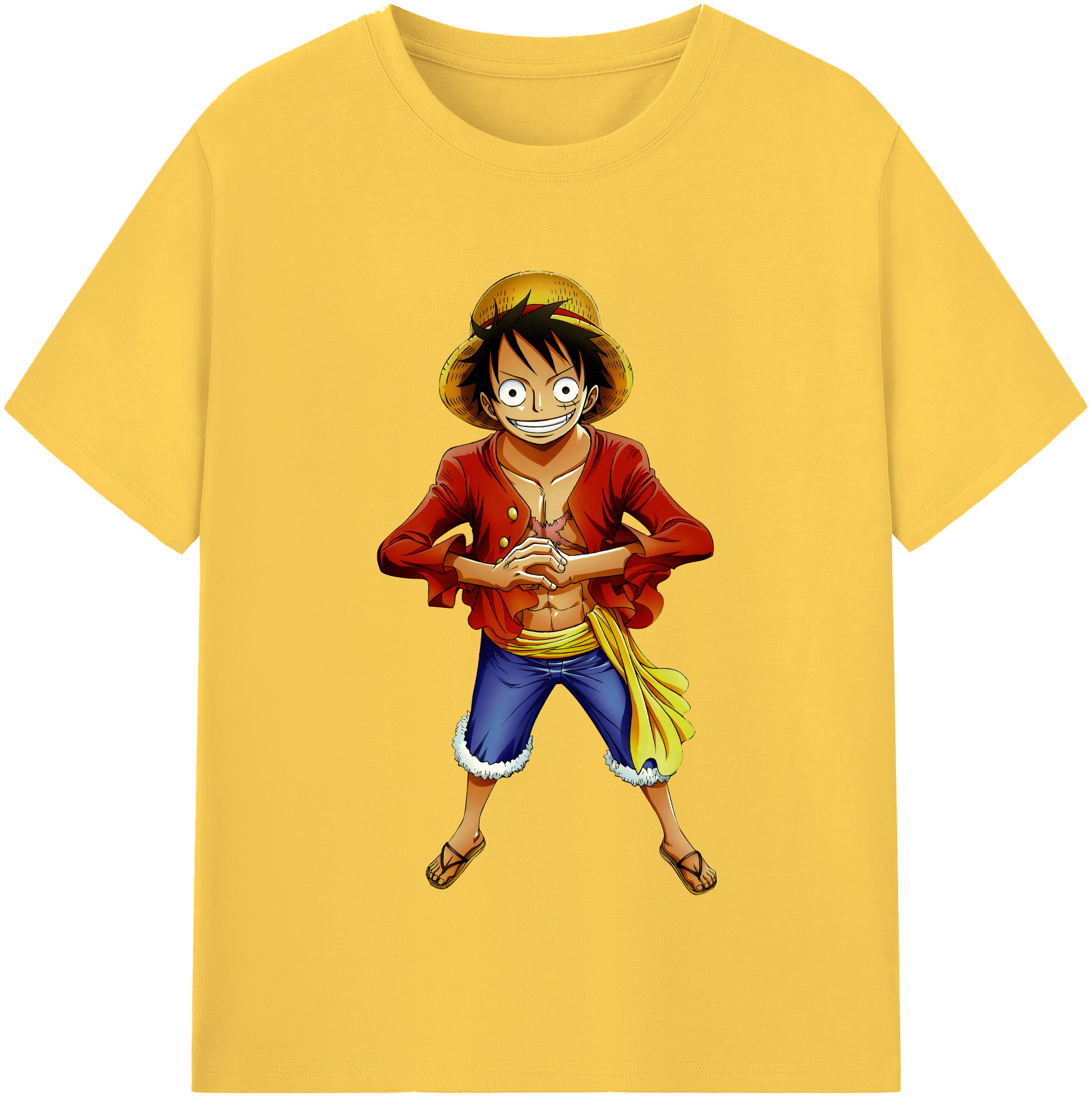 ワンピース モンキー・D・ルフィ ONE PIECE Monkey D. Luffy 綿100％半袖Tシャツ（フロントプリント）