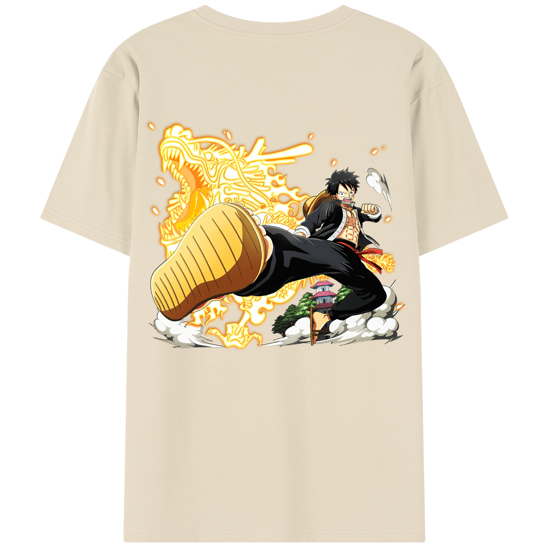 ワンピース モンキー・D・ルフィ ONE PIECE Monkey D. Luffy 綿100％半袖Tシャツ（背面プリント）