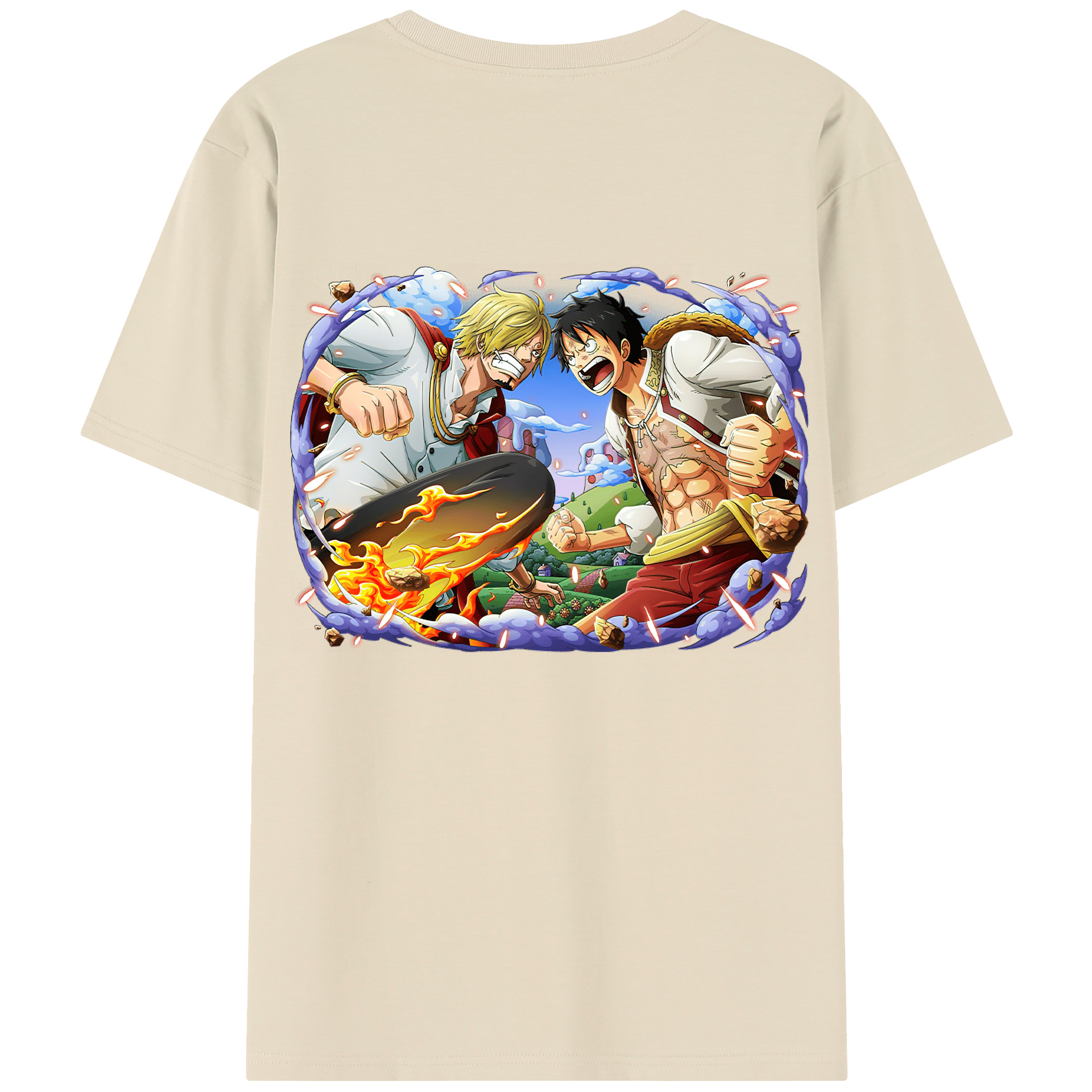 ワンピース モンキー・D・ルフィ ONE PIECE Monkey D. Luffy 綿100％半袖Tシャツ（背面プリント）