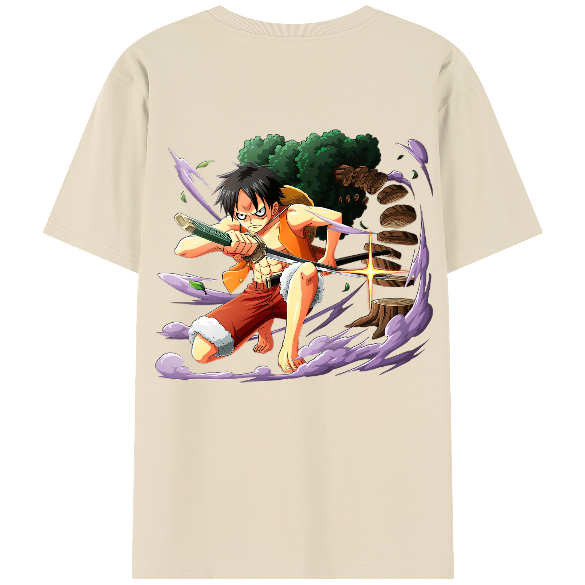 ワンピース モンキー・D・ルフィ ONE PIECE Monkey D. Luffy 綿100％半袖Tシャツ（背面プリント）