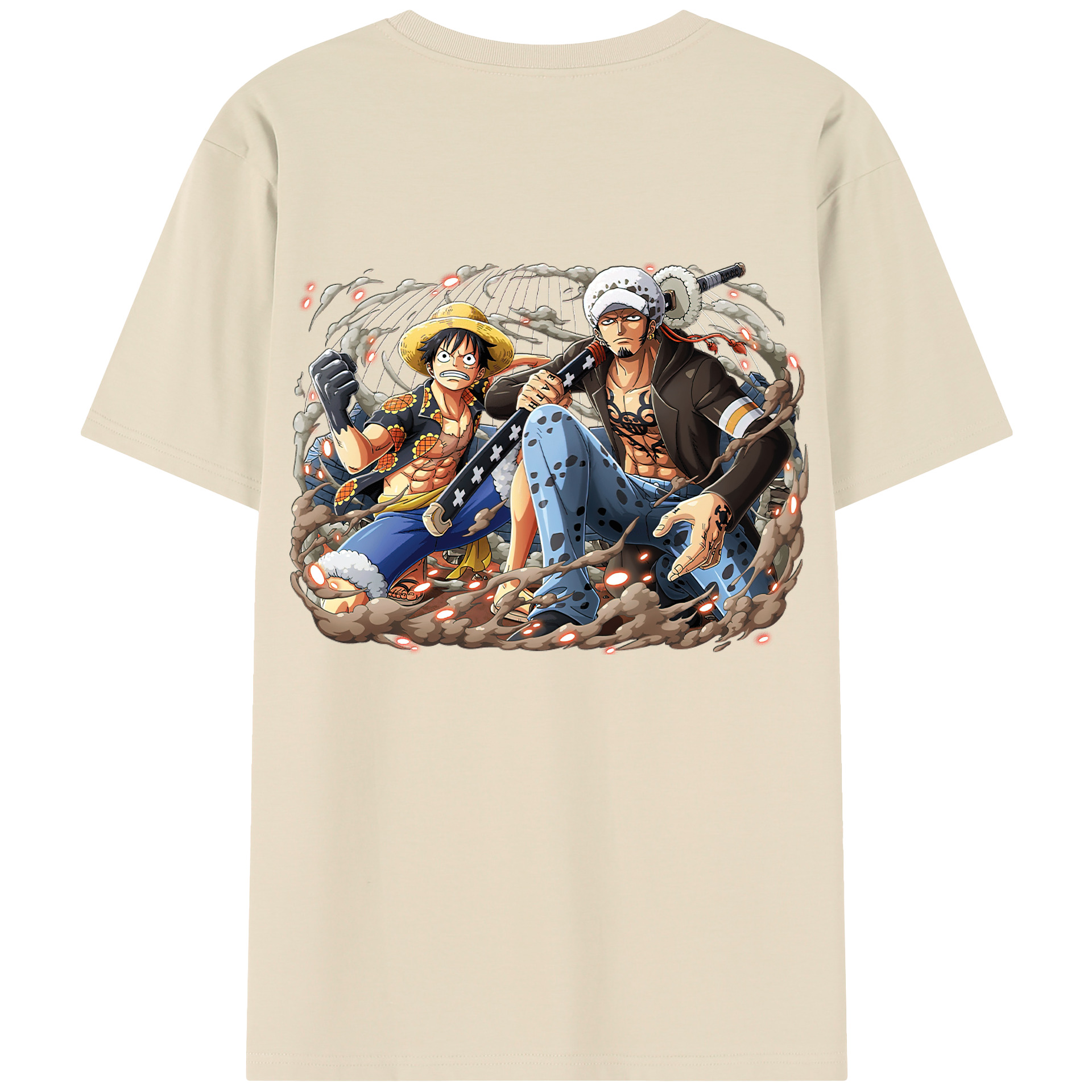 ワンピース モンキー・D・ルフィ ONE PIECE Monkey D. Luffy 綿100％半袖Tシャツ（背面プリント）