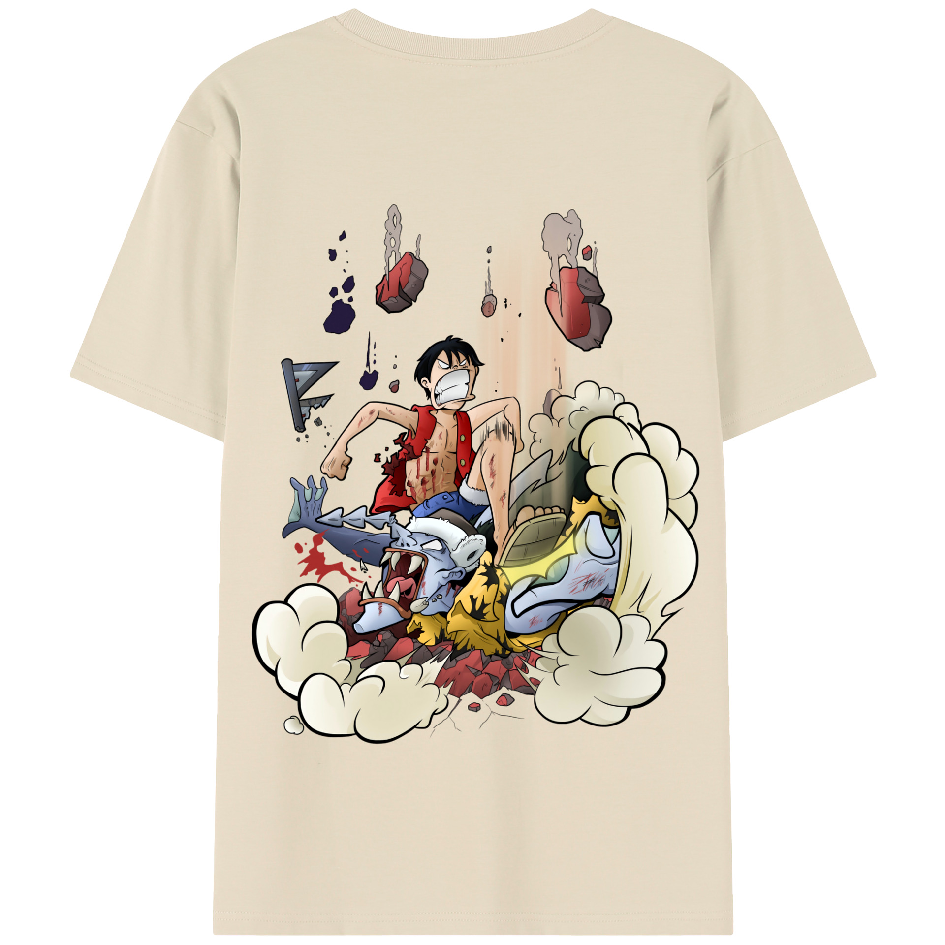 ワンピース モンキー・D・ルフィ ONE PIECE Monkey D. Luffy 綿100％半袖Tシャツ（背面プリント）