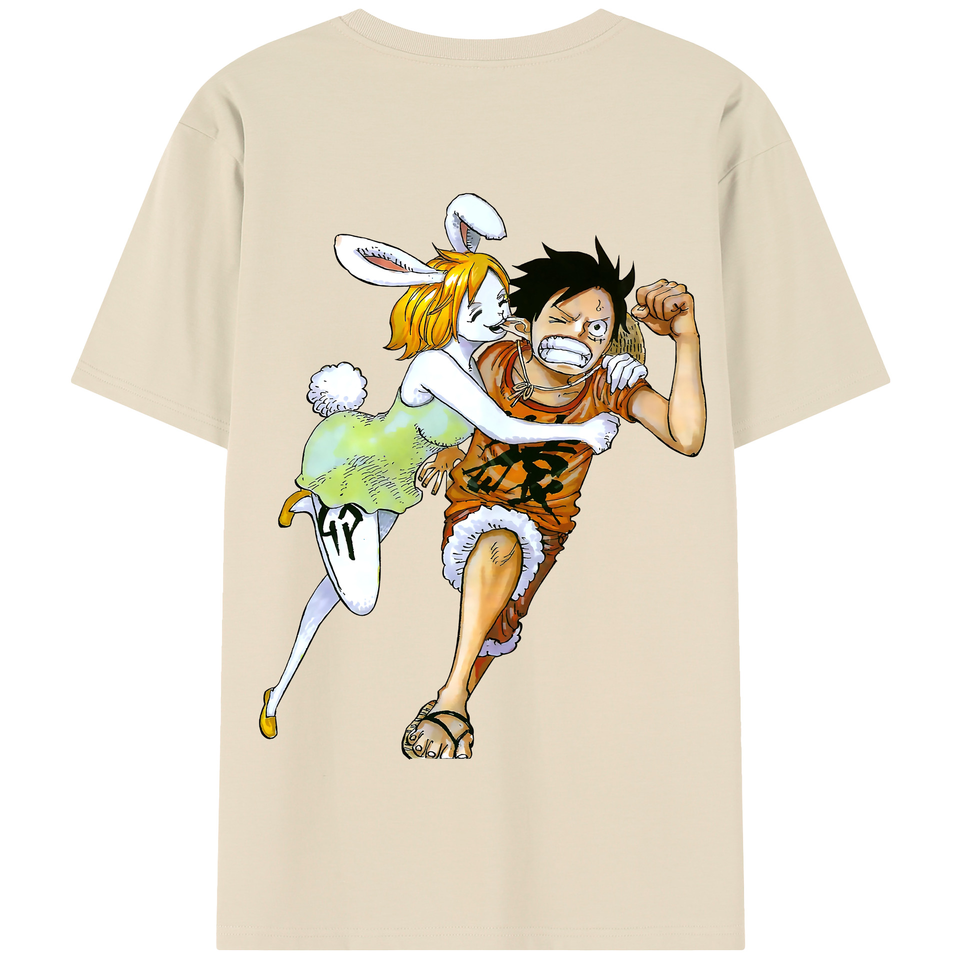 ワンピース モンキー・D・ルフィ ONE PIECE Monkey D. Luffy 綿100％半袖Tシャツ（背面プリント）
