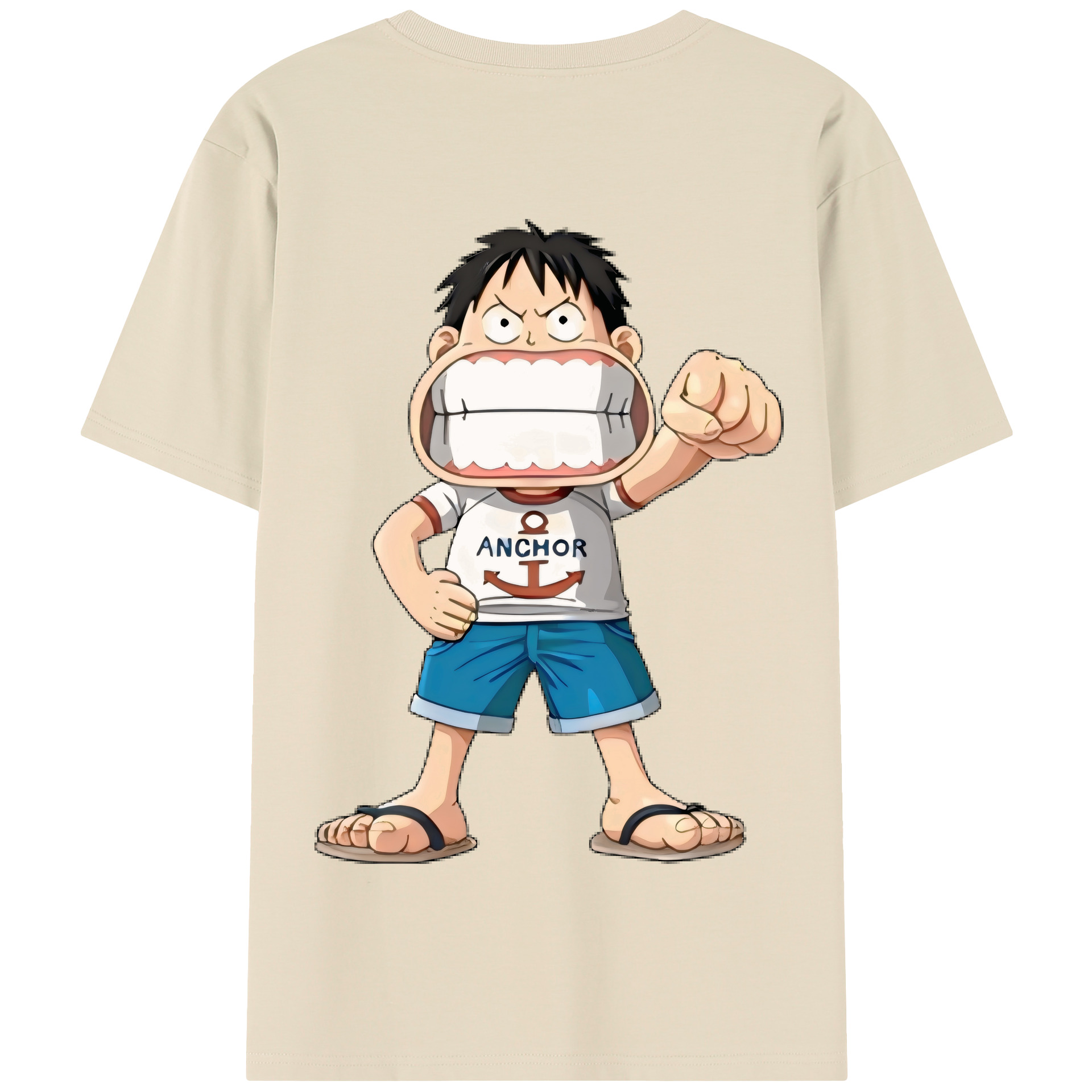 ワンピース モンキー・D・ルフィ ONE PIECE Monkey D. Luffy 綿100％半袖Tシャツ（背面プリント）