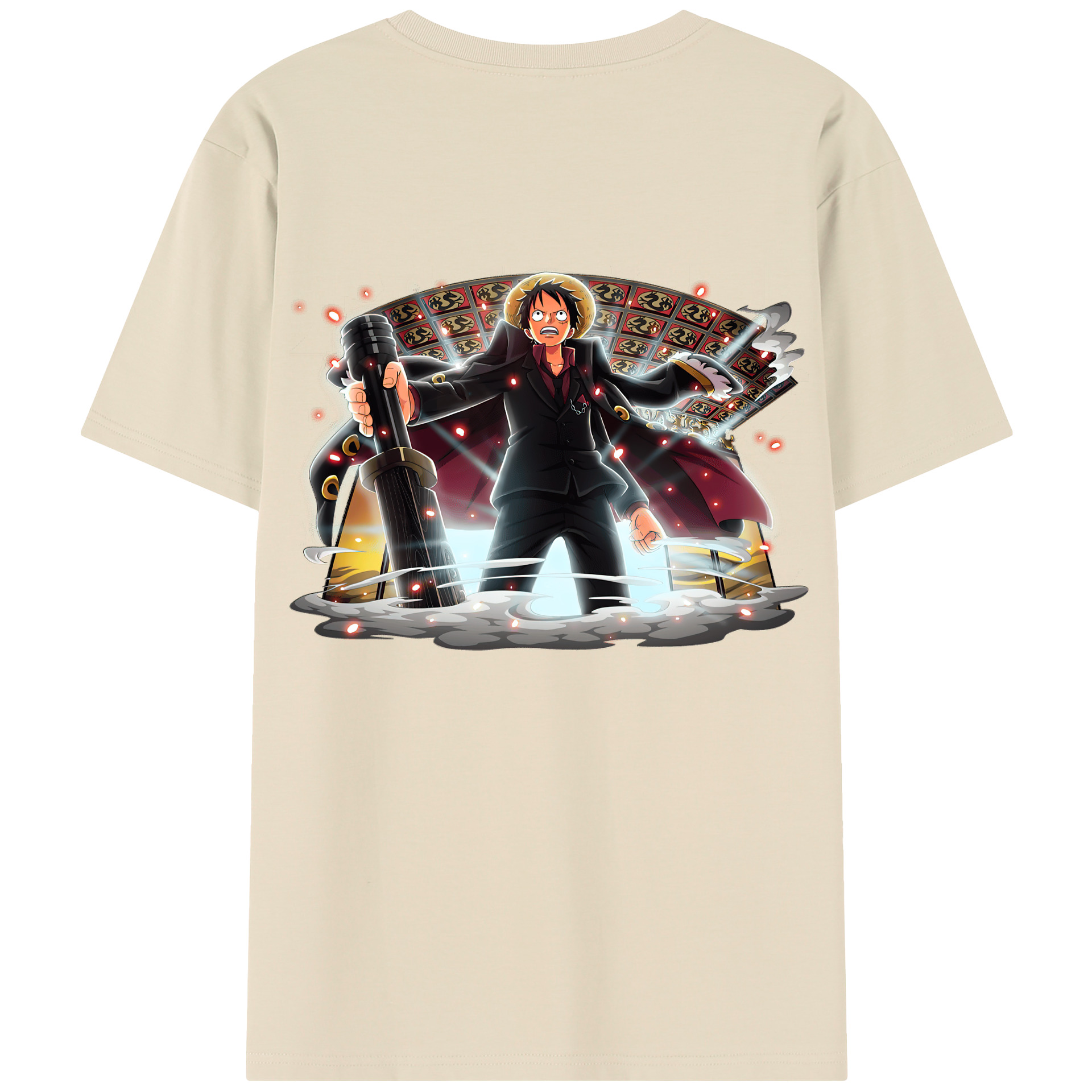 ワンピース モンキー・D・ルフィ ONE PIECE Monkey D. Luffy 綿100％半袖Tシャツ（背面プリント）