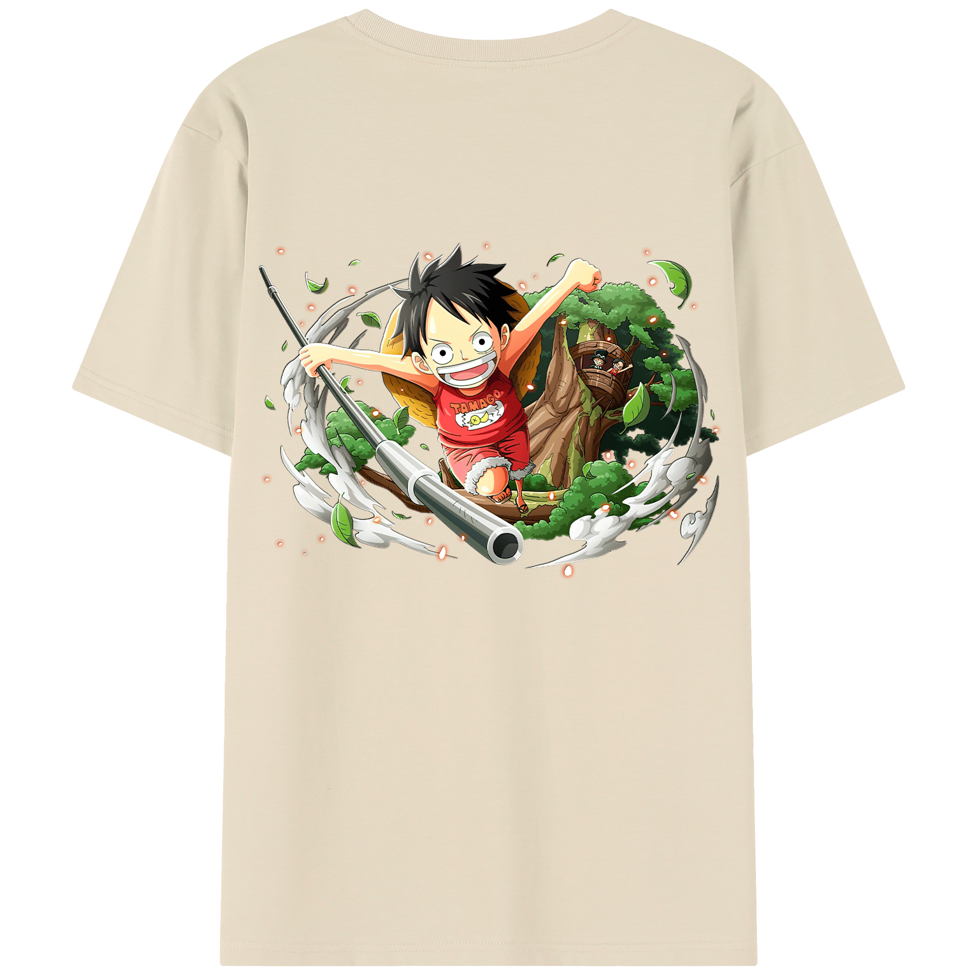 ワンピース モンキー・D・ルフィ ONE PIECE Monkey D. Luffy 綿100％半袖Tシャツ（背面プリント）