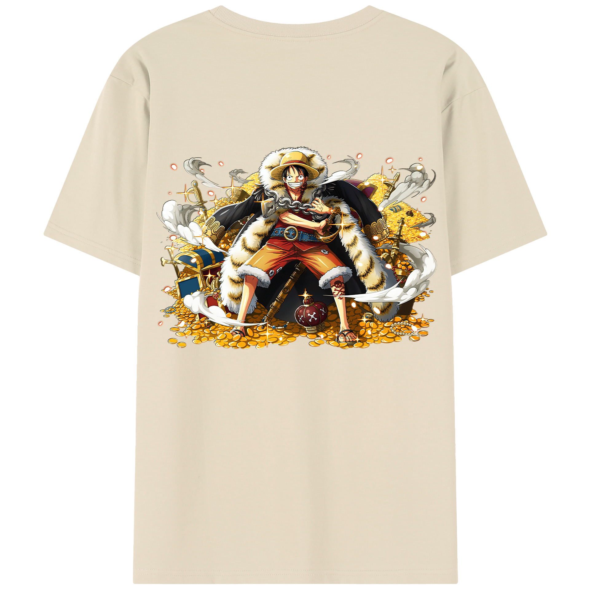 ワンピース モンキー・D・ルフィ ONE PIECE Monkey D. Luffy 綿100％半袖Tシャツ（背面プリント）