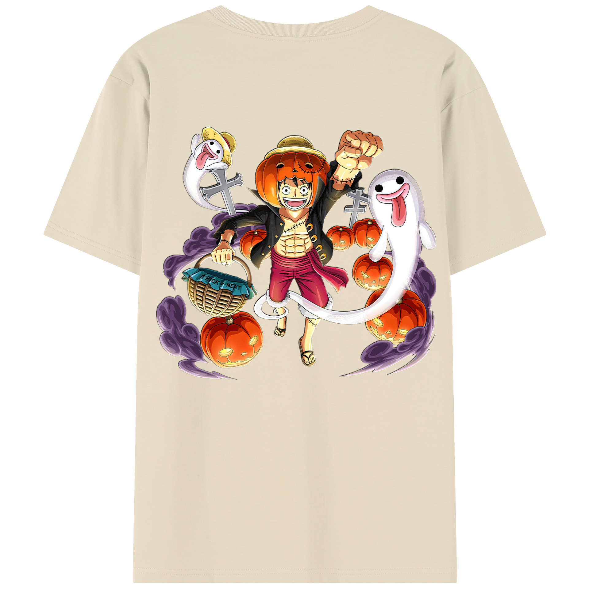 ワンピース モンキー・D・ルフィ ONE PIECE Monkey D. Luffy 綿100％半袖Tシャツ（背面プリント）