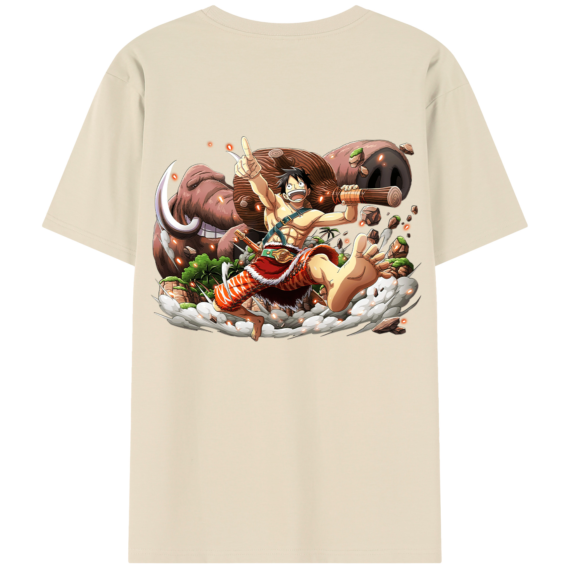 ワンピース モンキー・D・ルフィ ONE PIECE Monkey D. Luffy 綿100％半袖Tシャツ（背面プリント）
