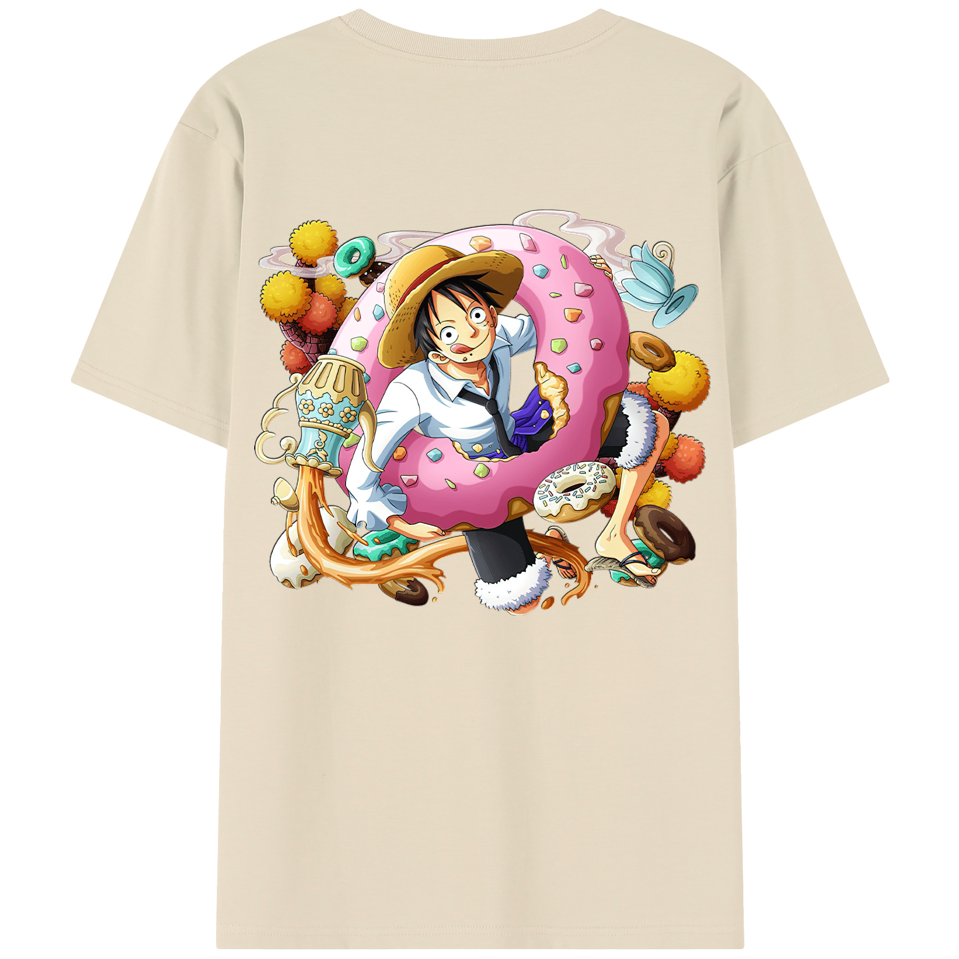 ワンピース モンキー・D・ルフィ ONE PIECE Monkey D. Luffy 綿100％半袖Tシャツ（背面プリント）