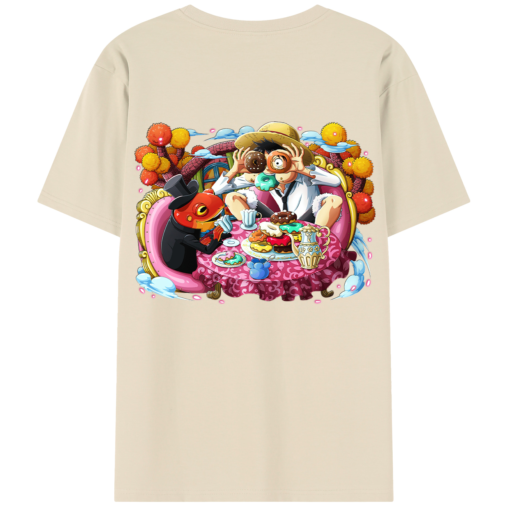ワンピース モンキー・D・ルフィ ONE PIECE Monkey D. Luffy 綿100％半袖Tシャツ（背面プリント）