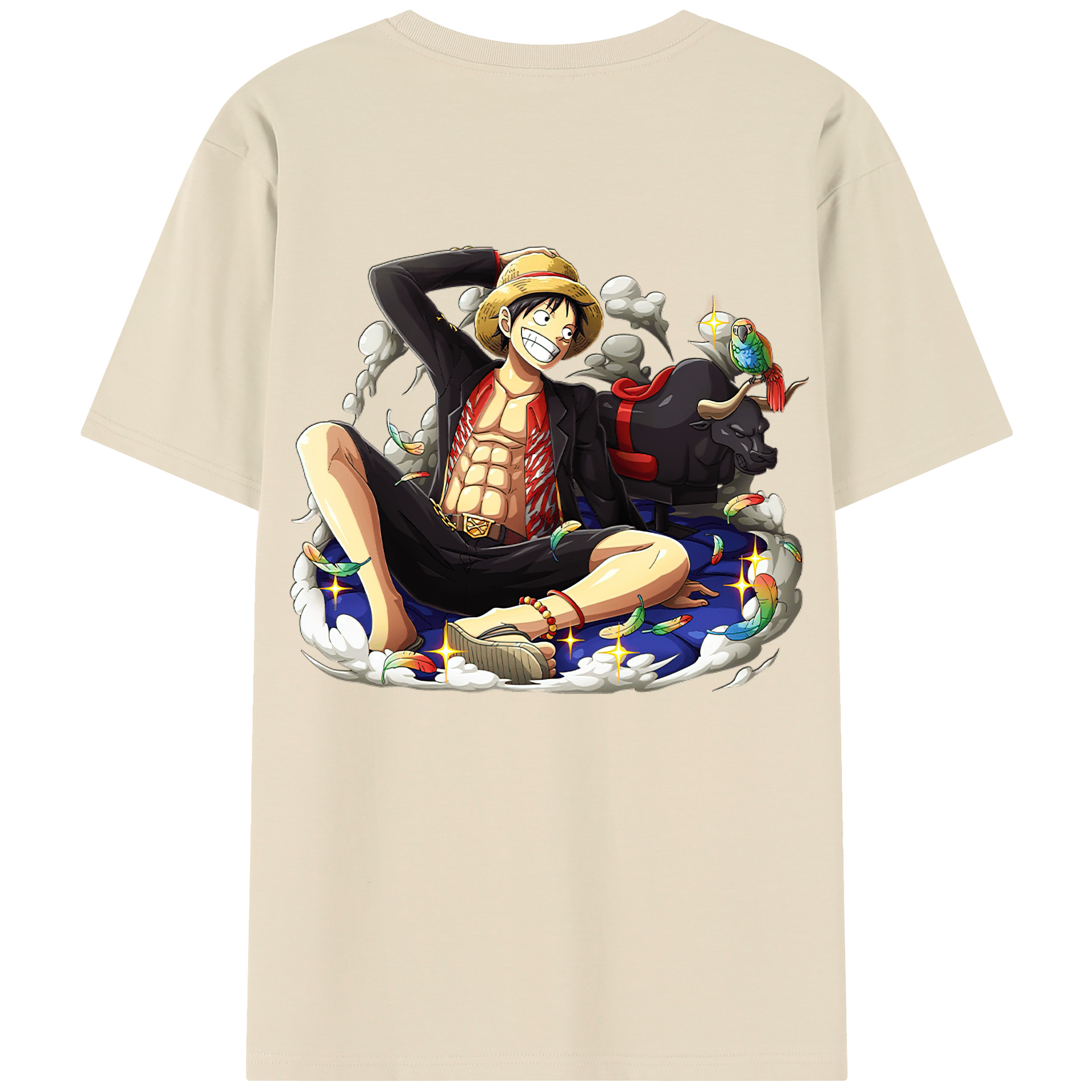 ワンピース モンキー・D・ルフィ ONE PIECE Monkey D. Luffy 綿100％半袖Tシャツ（背面プリント）