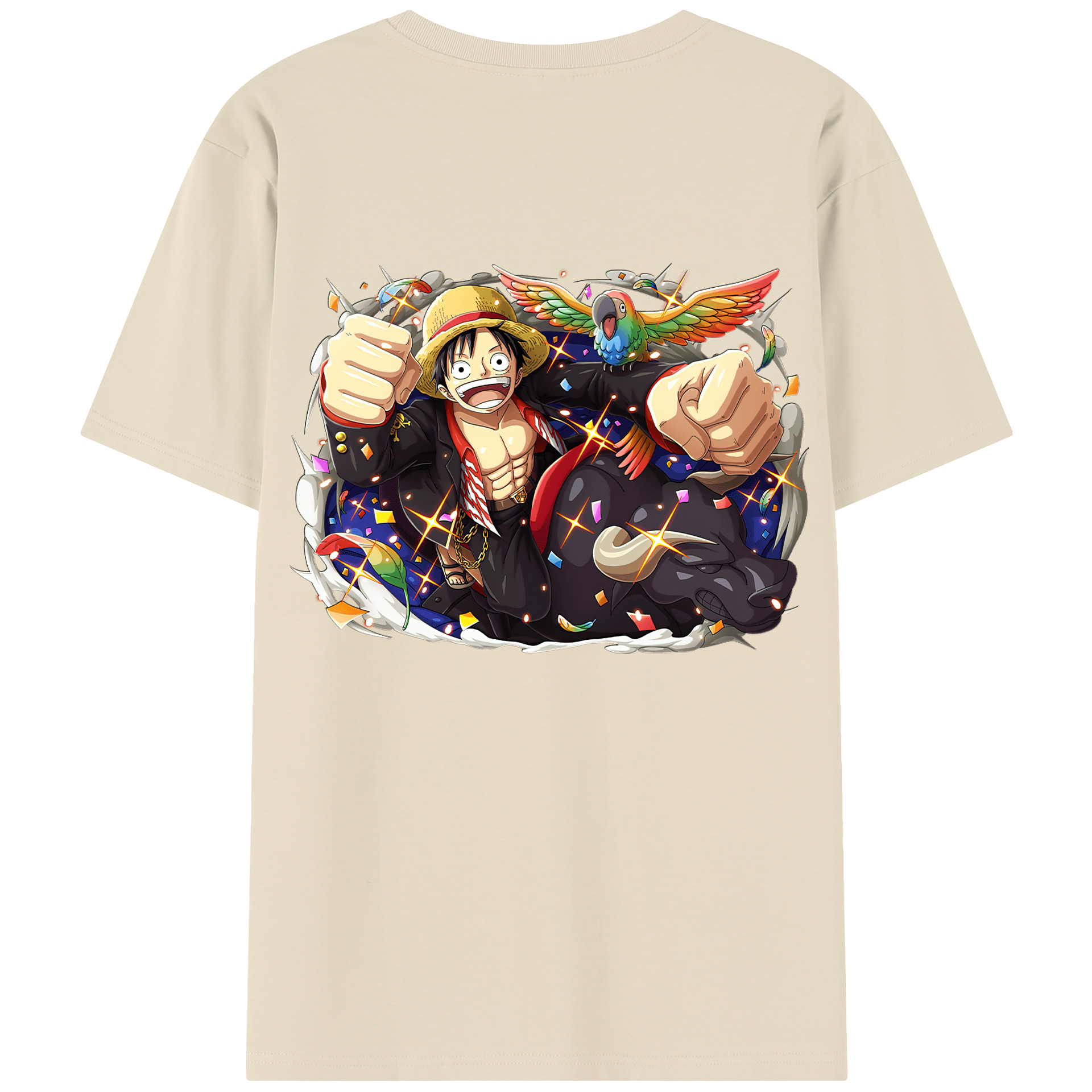 ワンピース モンキー・D・ルフィ ONE PIECE Monkey D. Luffy 綿100％半袖Tシャツ（背面プリント）