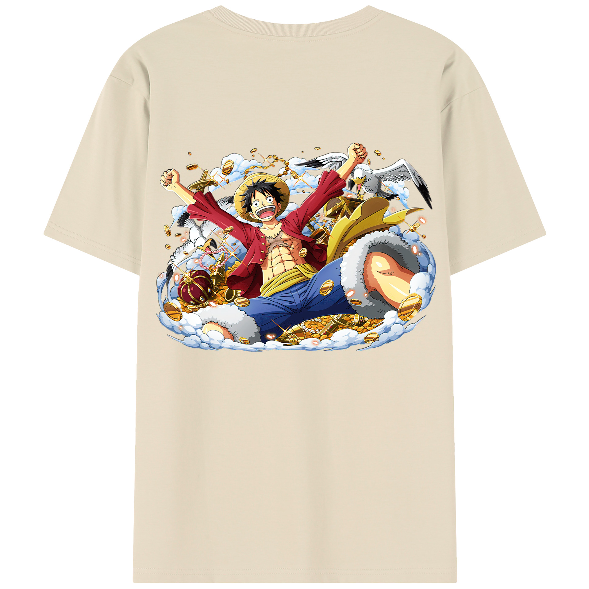 ワンピース モンキー・D・ルフィ ONE PIECE Monkey D. Luffy 綿100％半袖Tシャツ（背面プリント）