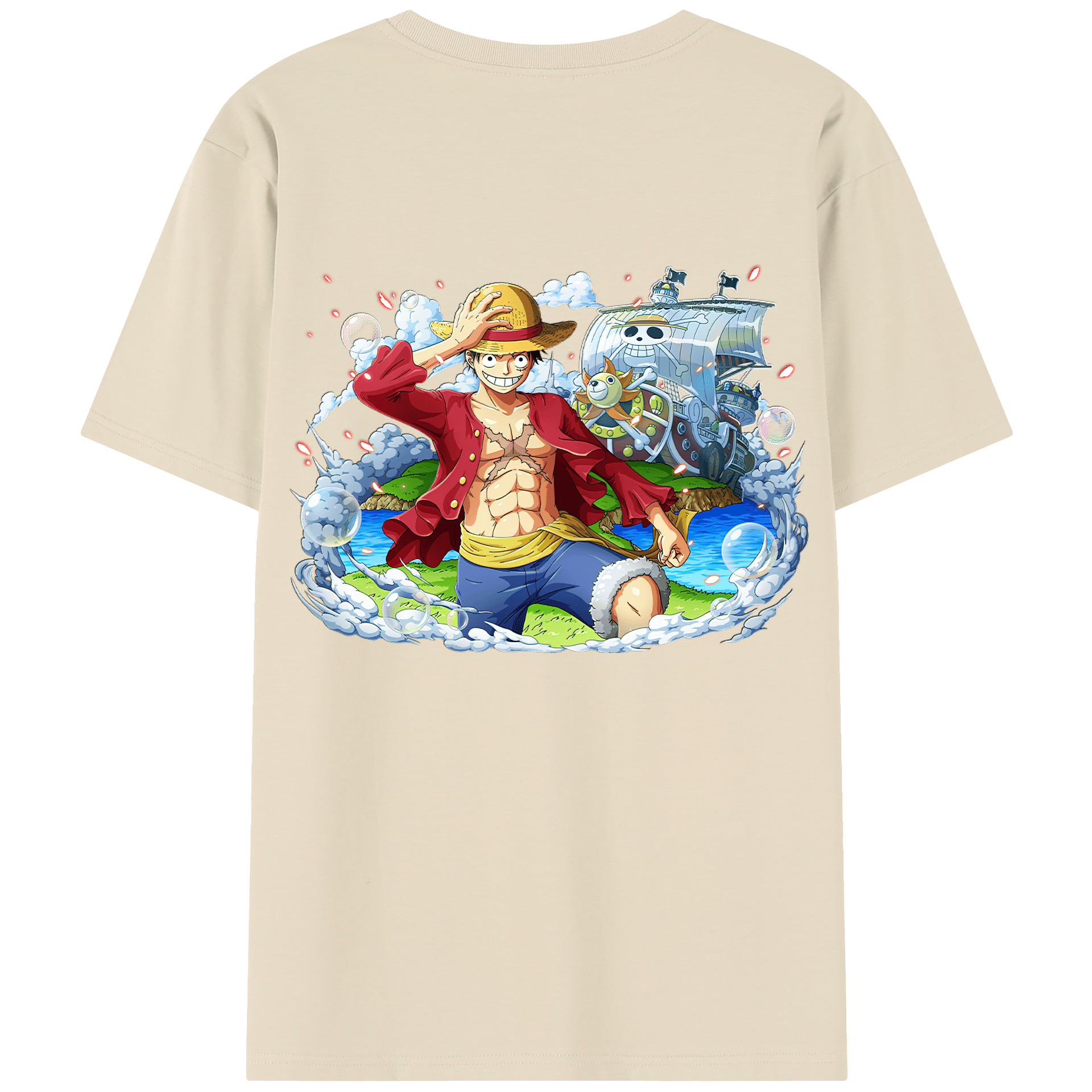 ワンピース モンキー・D・ルフィ ONE PIECE Monkey D. Luffy 綿100％半袖Tシャツ（背面プリント）
