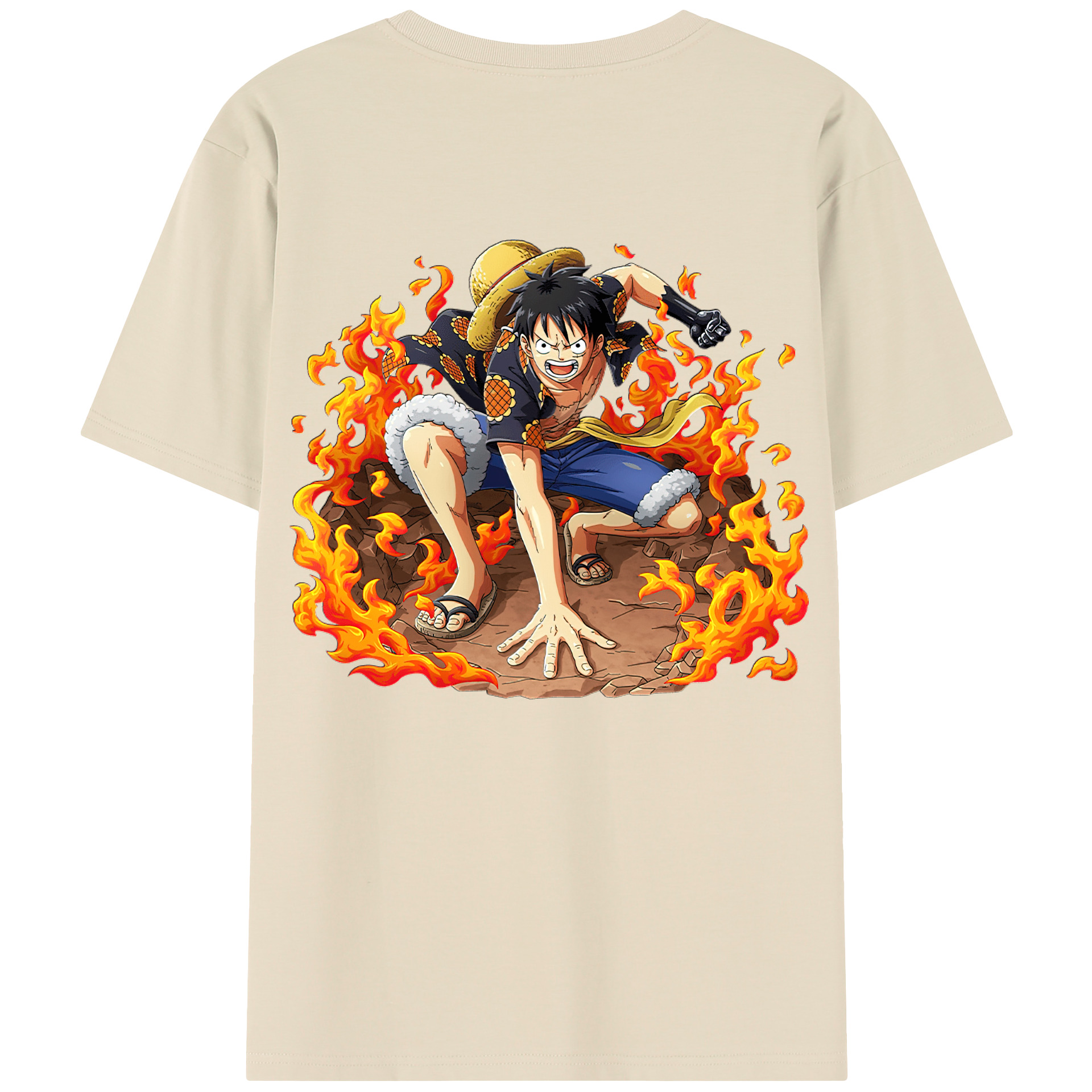 ワンピース モンキー・D・ルフィ ONE PIECE Monkey D. Luffy 綿100％半袖Tシャツ（背面プリント）