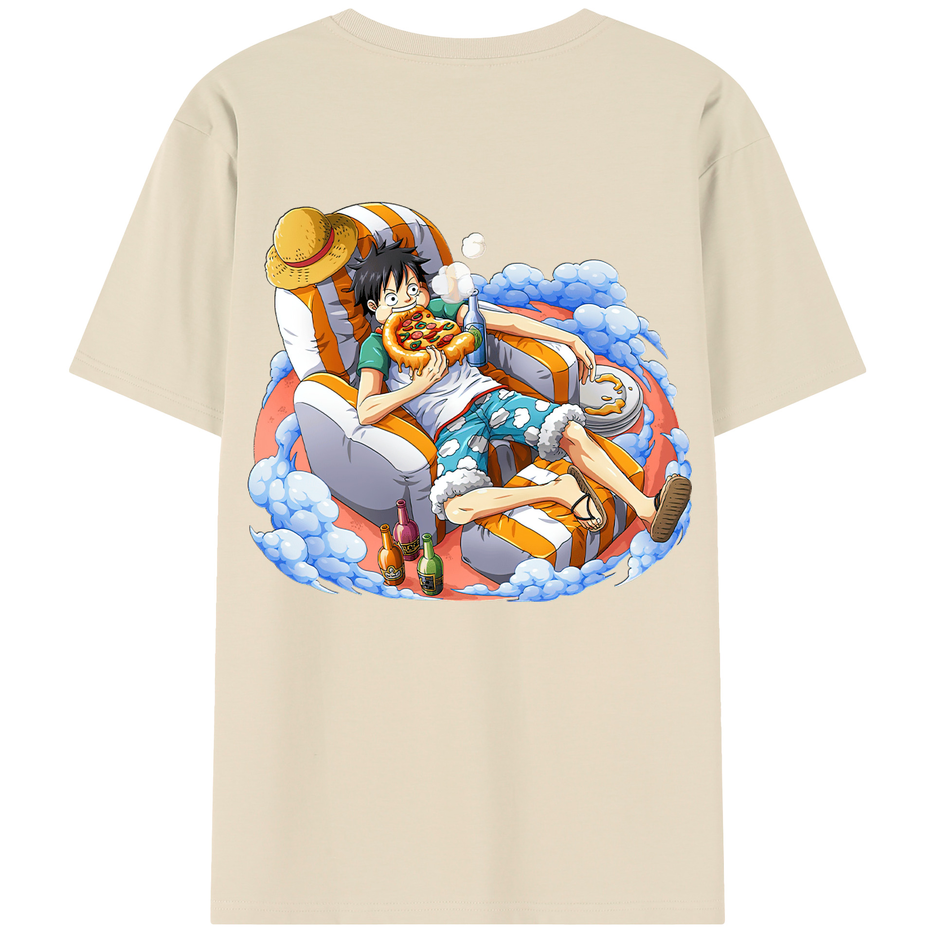 ワンピース モンキー・D・ルフィ ONE PIECE Monkey D. Luffy 綿100％半袖Tシャツ（背面プリント）
