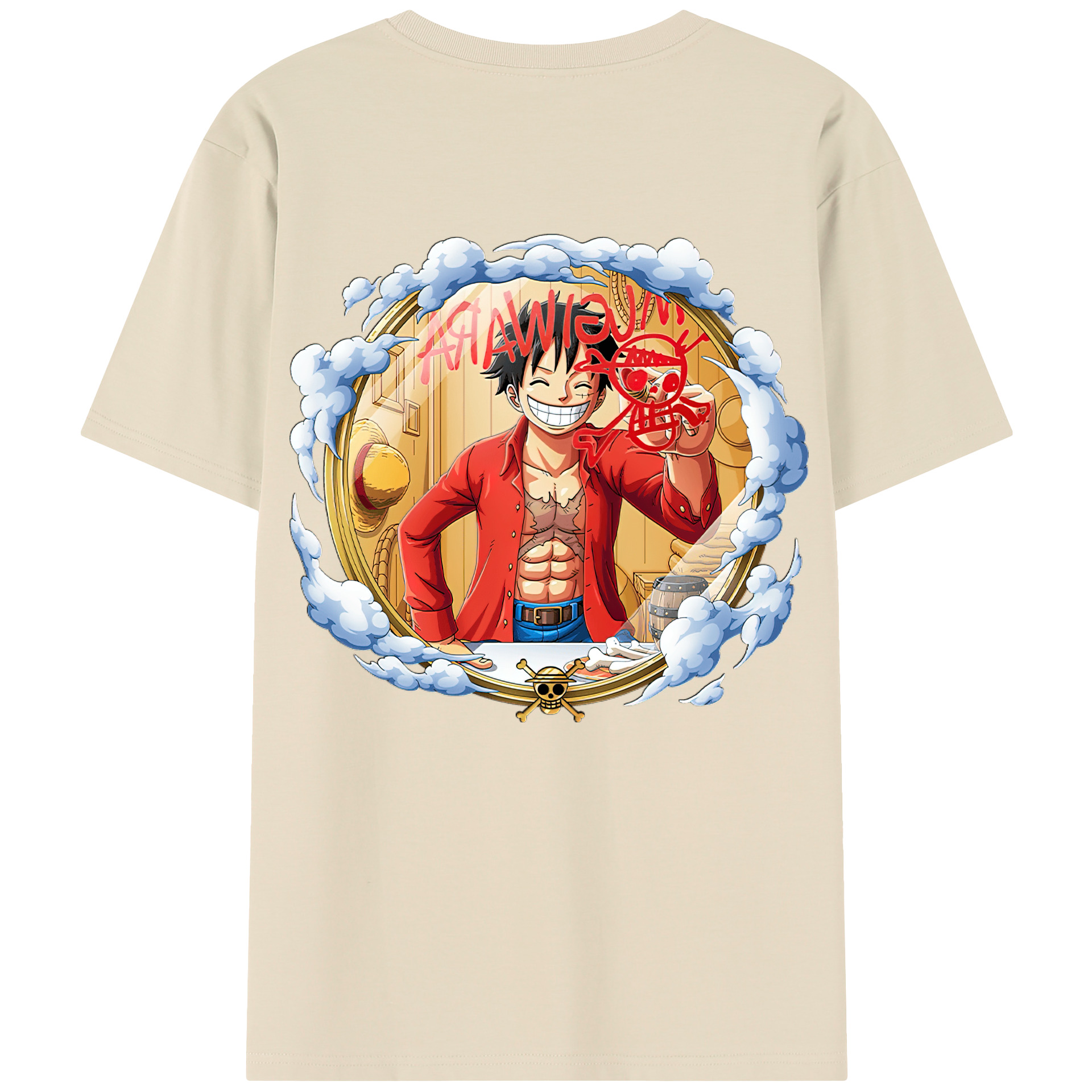 ワンピース モンキー・D・ルフィ ONE PIECE Monkey D. Luffy 綿100％半袖Tシャツ（背面プリント）