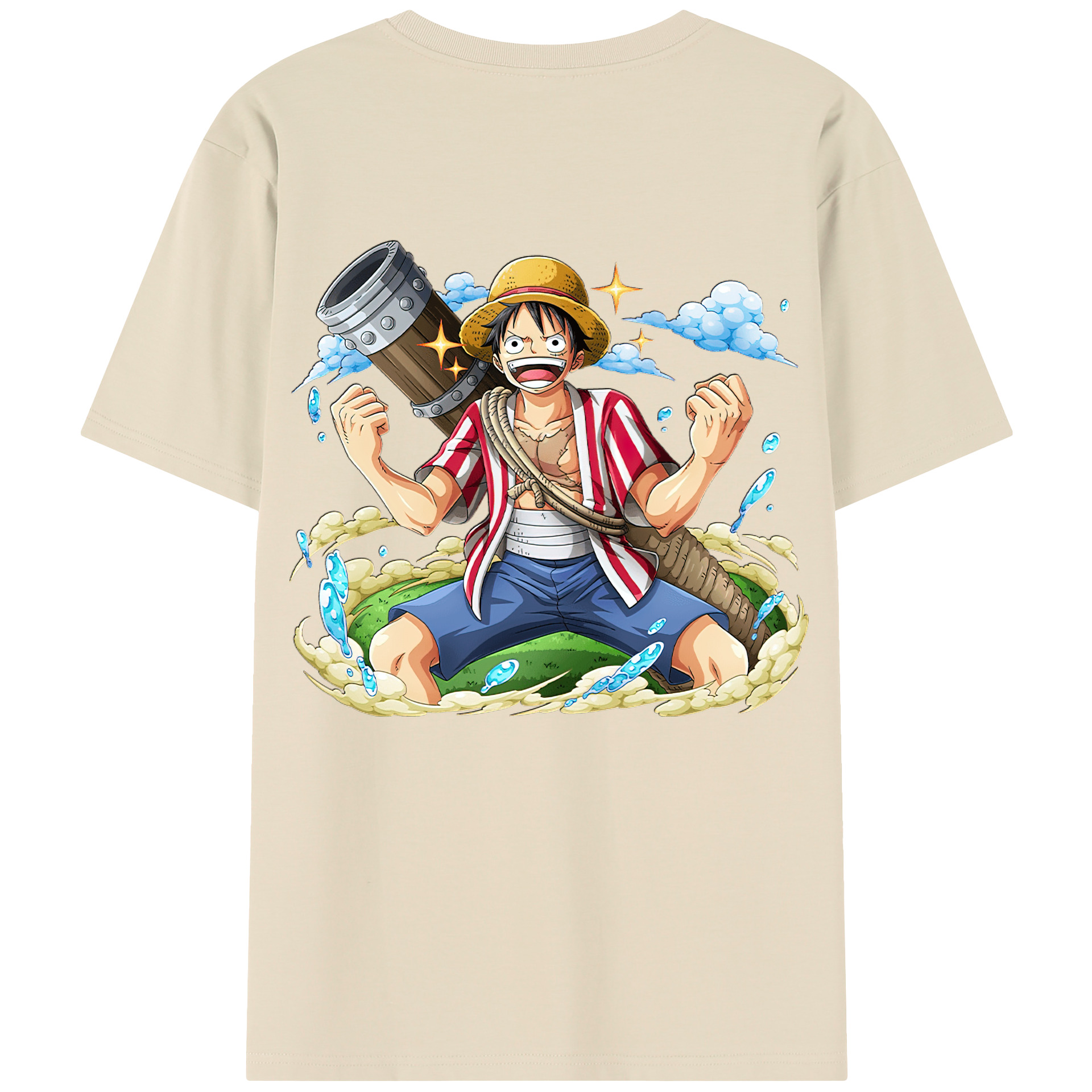 ワンピース モンキー・D・ルフィ ONE PIECE Monkey D. Luffy 綿100％半袖Tシャツ（背面プリント）