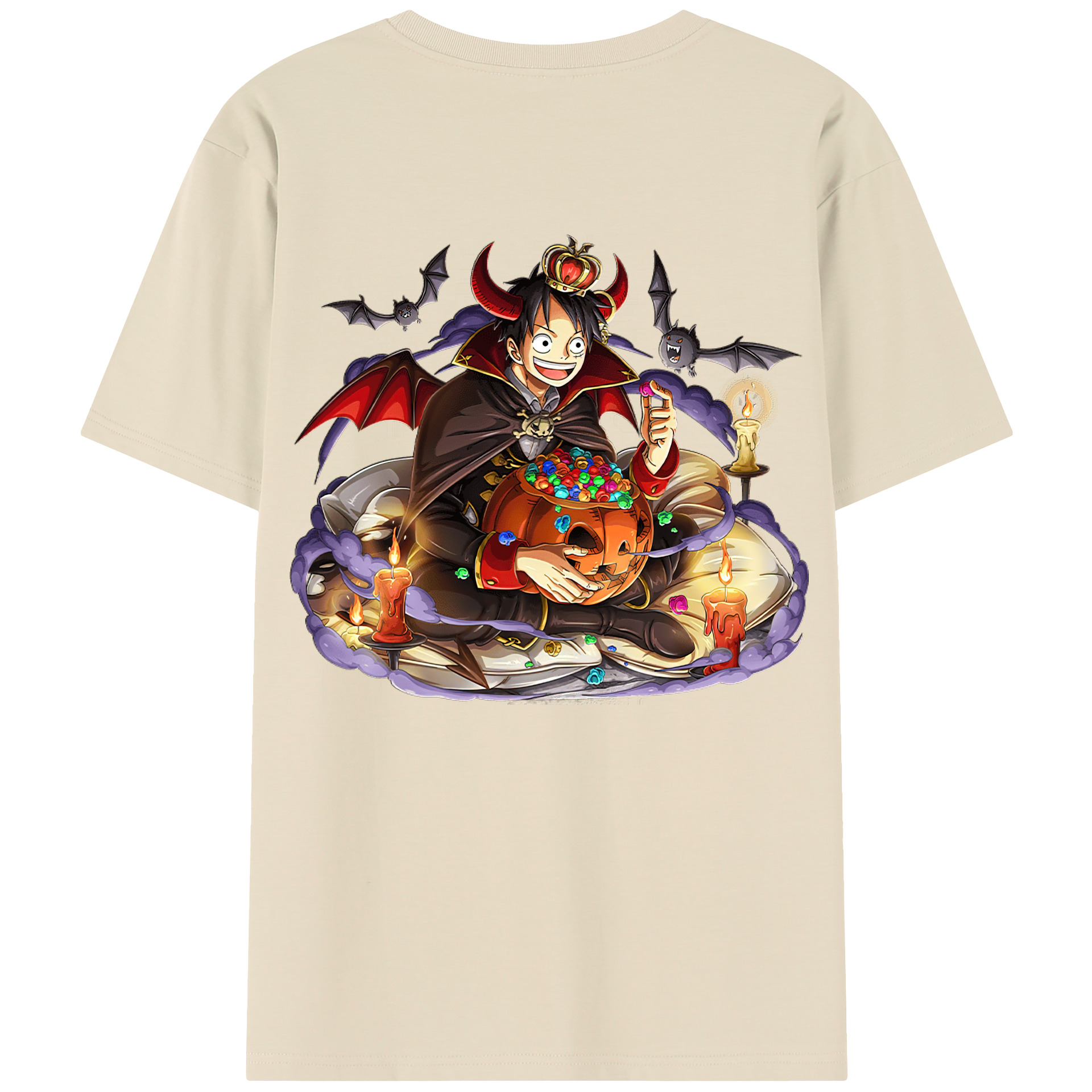 ワンピース モンキー・D・ルフィ ONE PIECE Monkey D. Luffy 綿100％半袖Tシャツ（背面プリント）