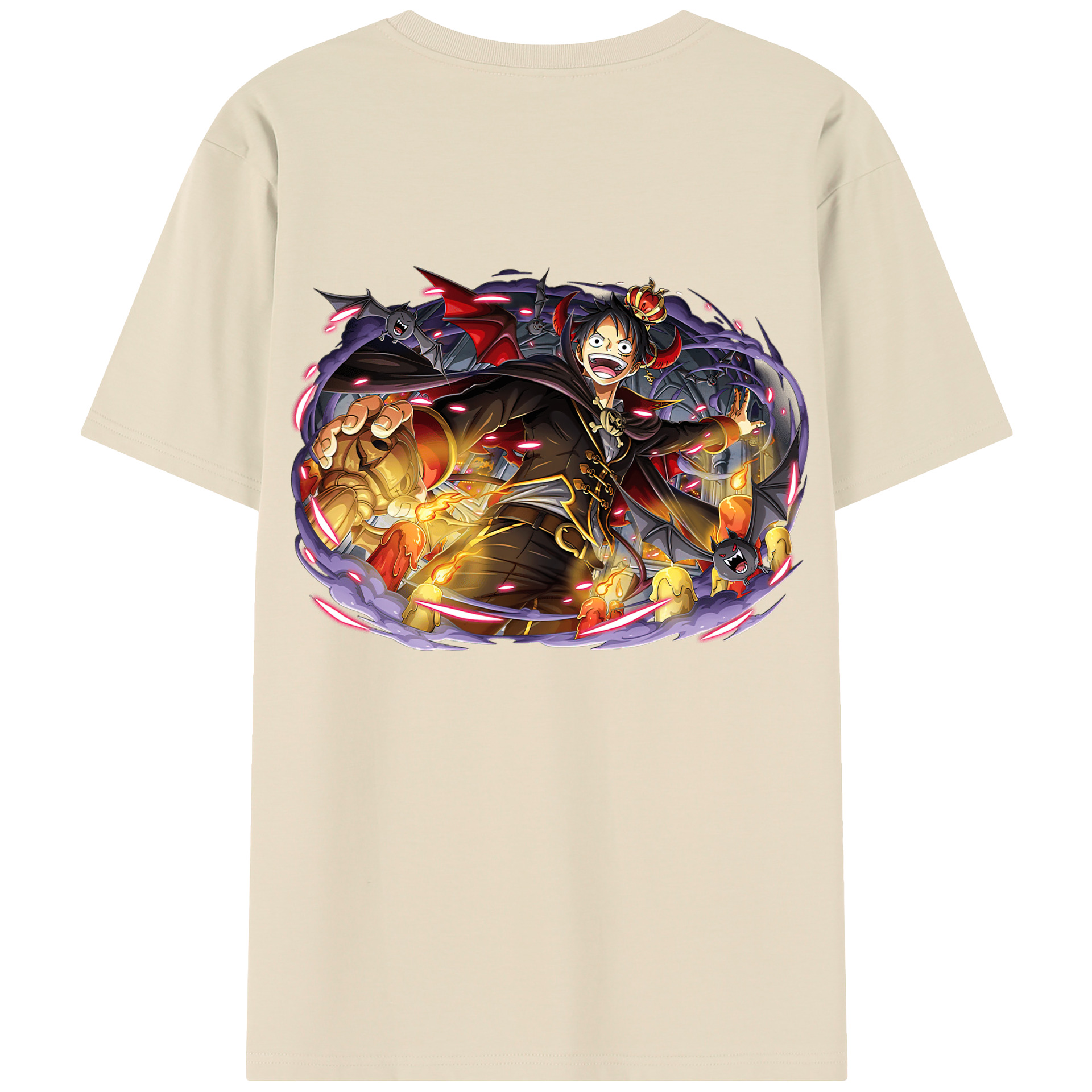 ワンピース モンキー・D・ルフィ ONE PIECE Monkey D. Luffy 綿100％半袖Tシャツ（背面プリント）