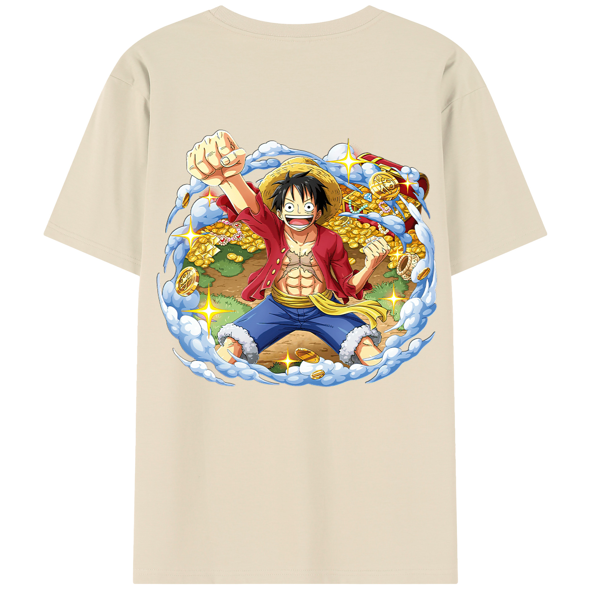 ワンピース モンキー・D・ルフィ ONE PIECE Monkey D. Luffy 綿100％半袖Tシャツ（背面プリント）