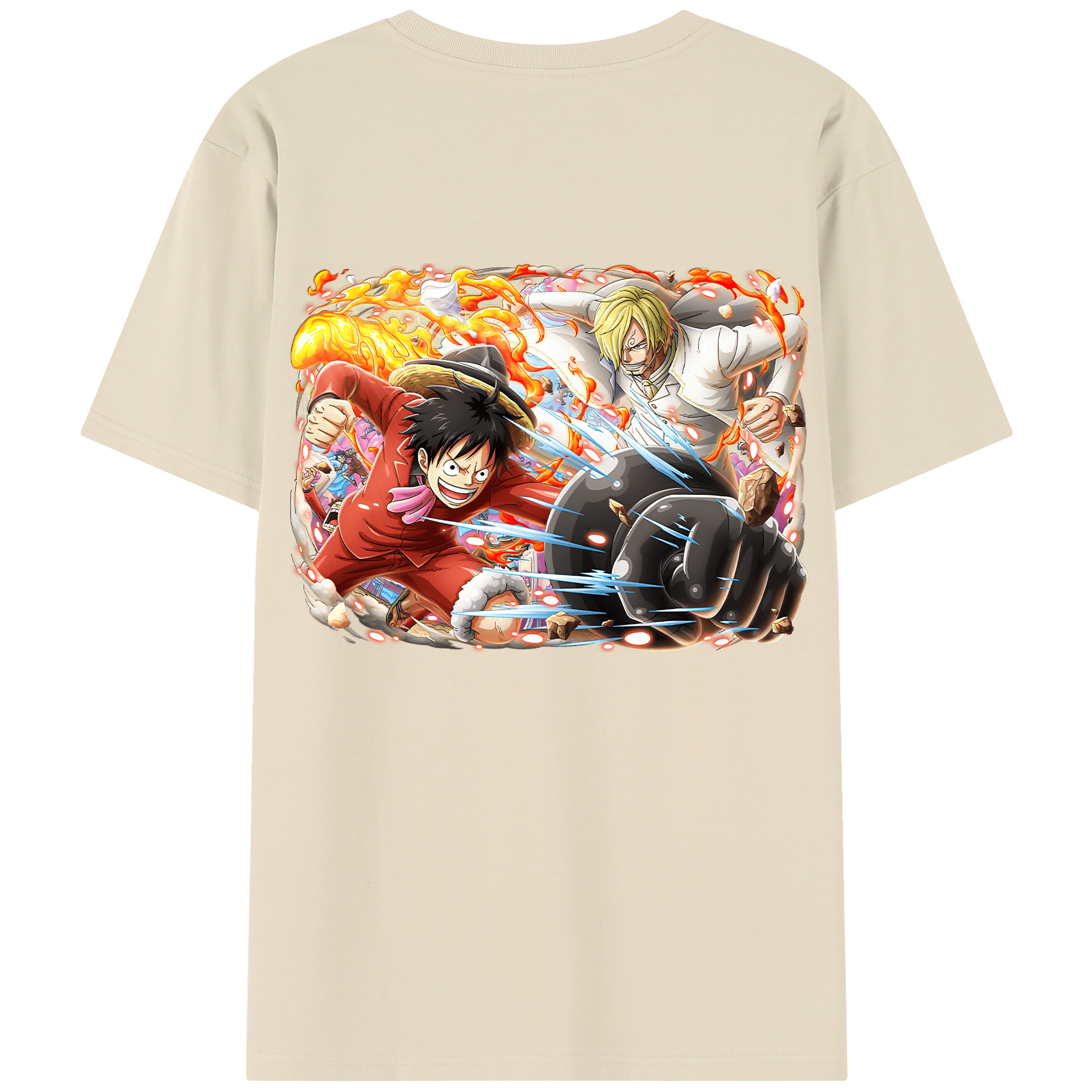 ワンピース モンキー・D・ルフィ ONE PIECE Monkey D. Luffy 綿100％半袖Tシャツ（背面プリント）