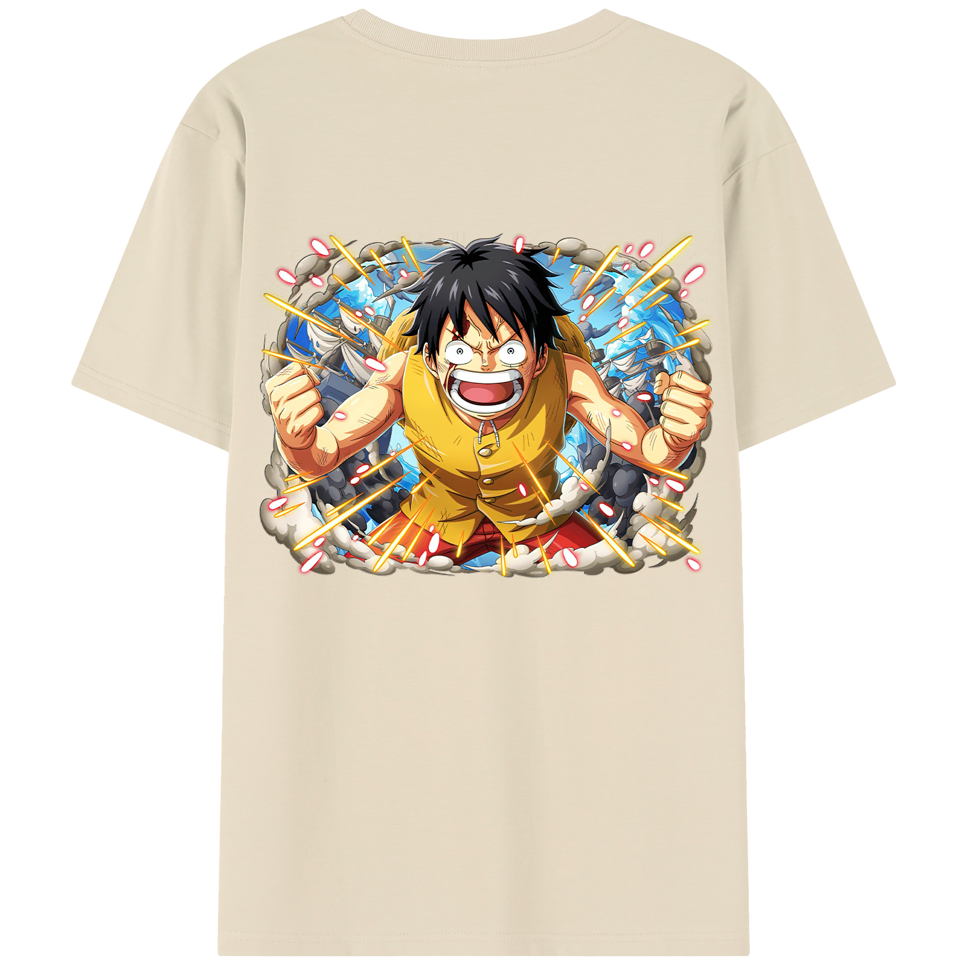 ワンピース モンキー・D・ルフィ ONE PIECE Monkey D. Luffy 綿100％半袖Tシャツ（背面プリント）