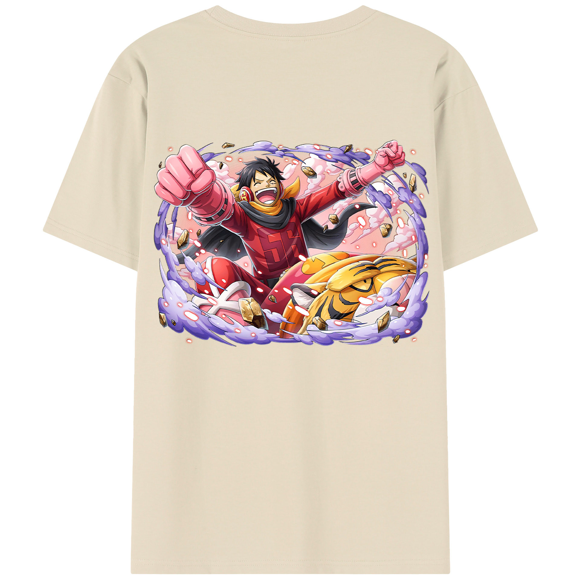 ワンピース モンキー・D・ルフィ ONE PIECE Monkey D. Luffy 綿100％半袖Tシャツ（背面プリント）