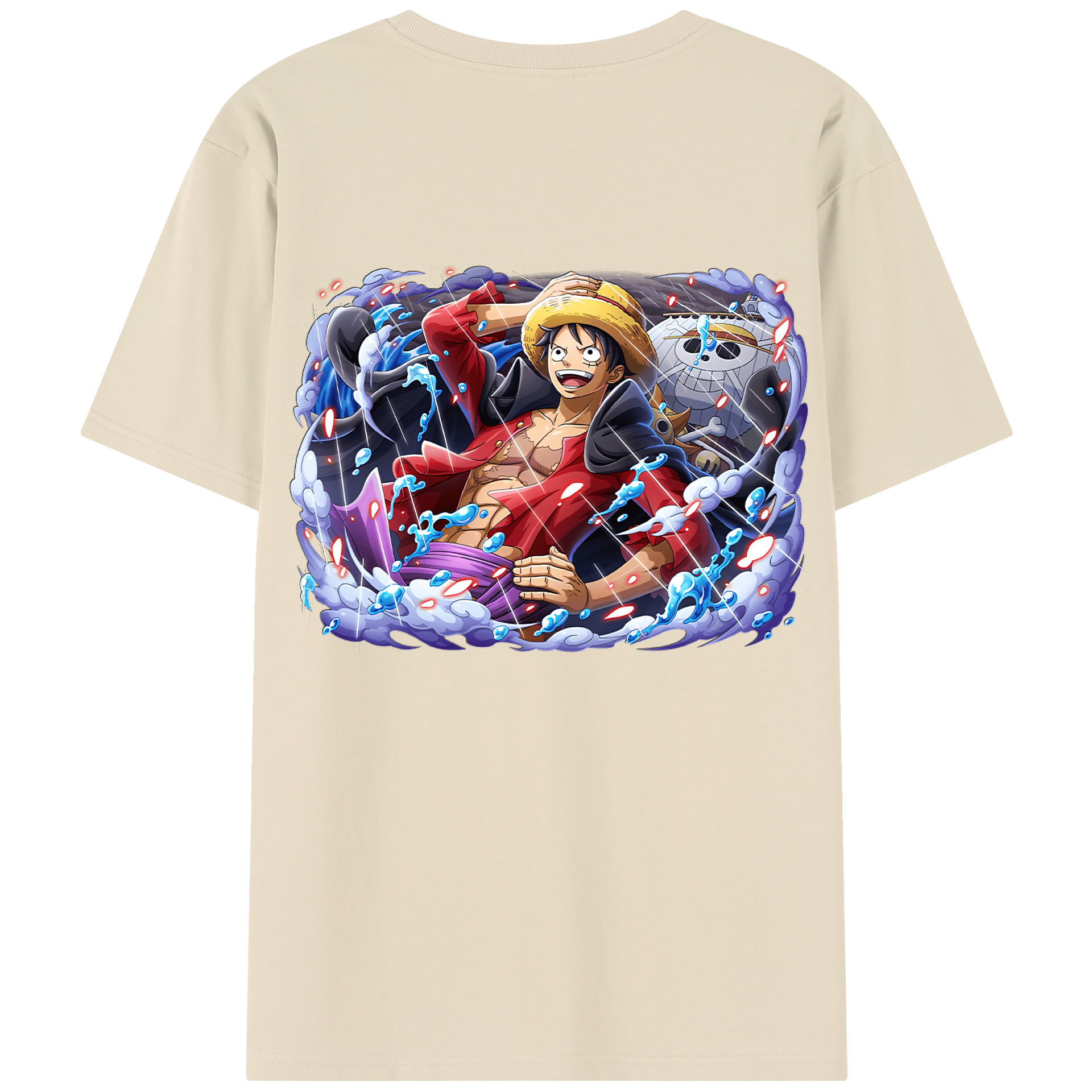 ワンピース モンキー・D・ルフィ ONE PIECE Monkey D. Luffy 綿100％半袖Tシャツ（背面プリント）