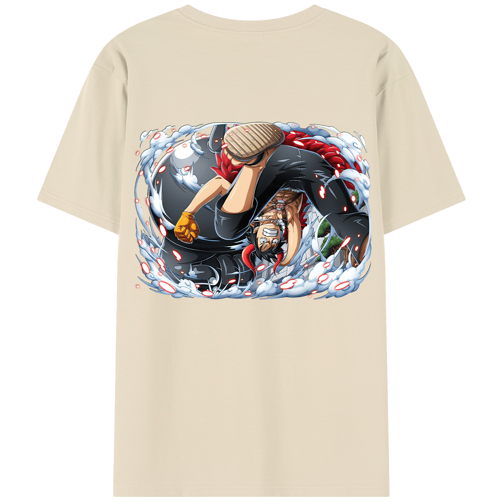 ワンピース モンキー・D・ルフィ ONE PIECE Monkey D. Luffy 綿100％半袖Tシャツ（背面プリント）