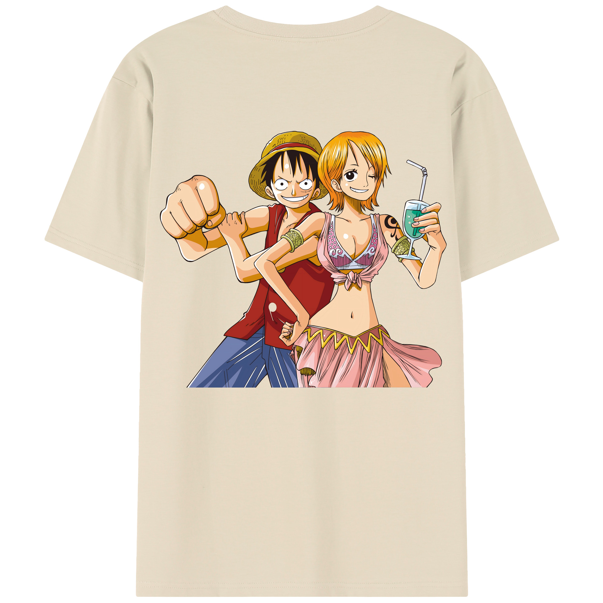 ワンピース モンキー・D・ルフィ ONE PIECE Monkey D. Luffy 綿100％半袖Tシャツ（背面プリント）
