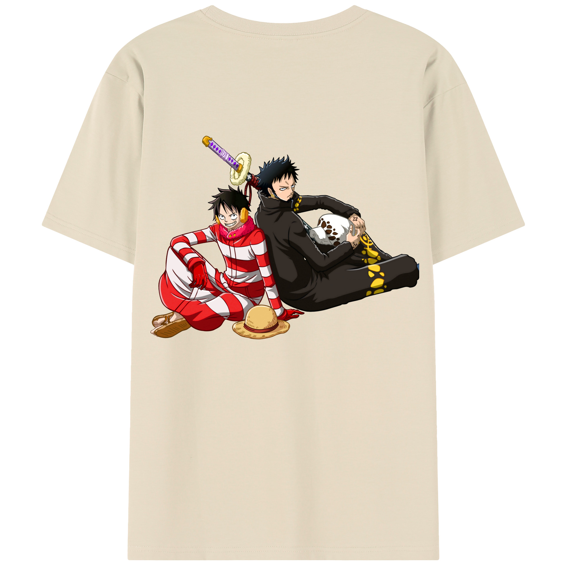 ワンピース モンキー・D・ルフィ ONE PIECE Monkey D. Luffy 綿100％半袖Tシャツ（背面プリント）