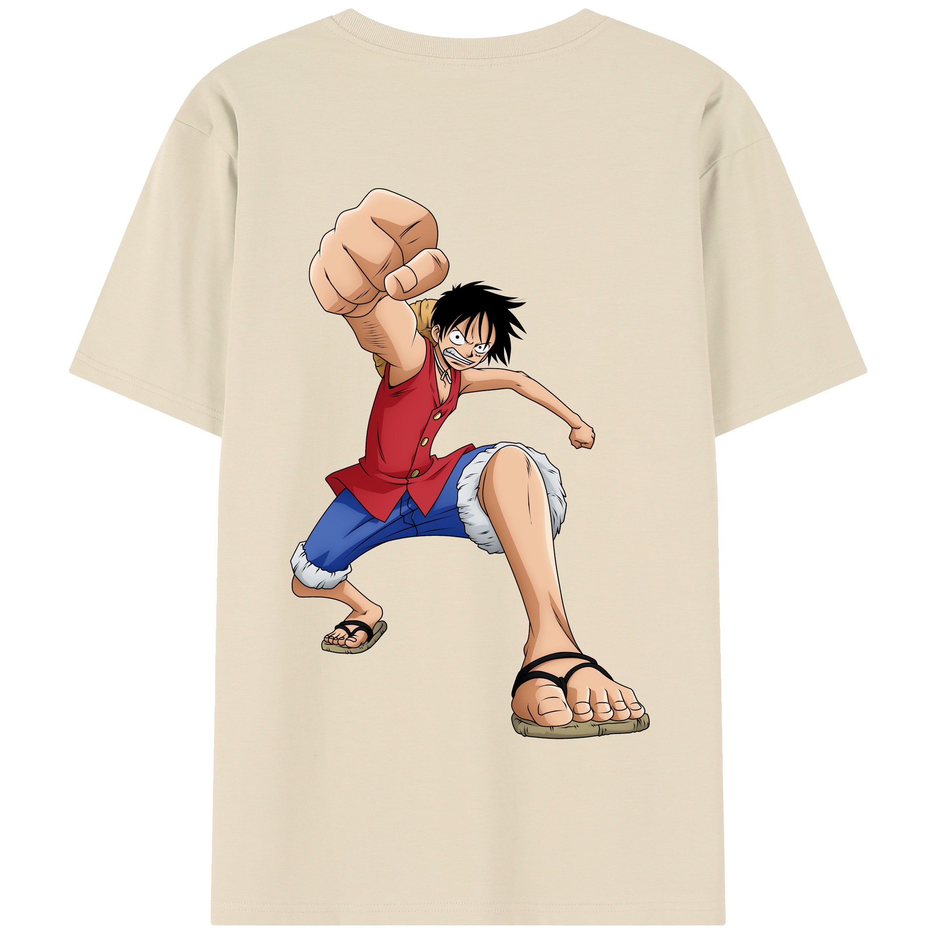 ワンピース モンキー・D・ルフィ ONE PIECE Monkey D. Luffy 綿100％半袖Tシャツ（背面プリント）