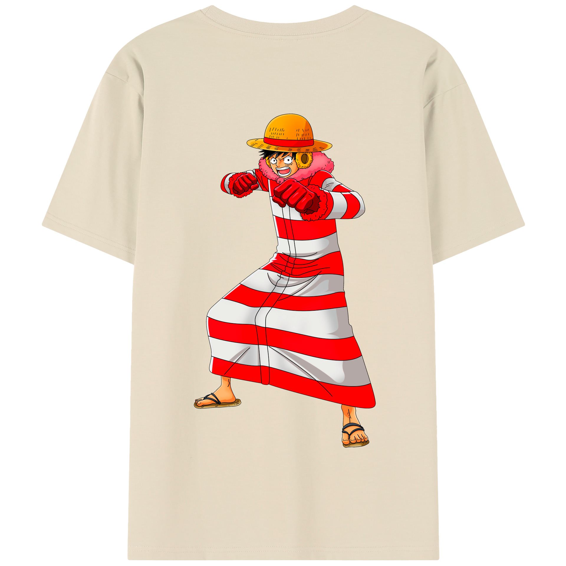 ワンピース モンキー・D・ルフィ ONE PIECE Monkey D. Luffy 綿100％半袖Tシャツ（背面プリント）