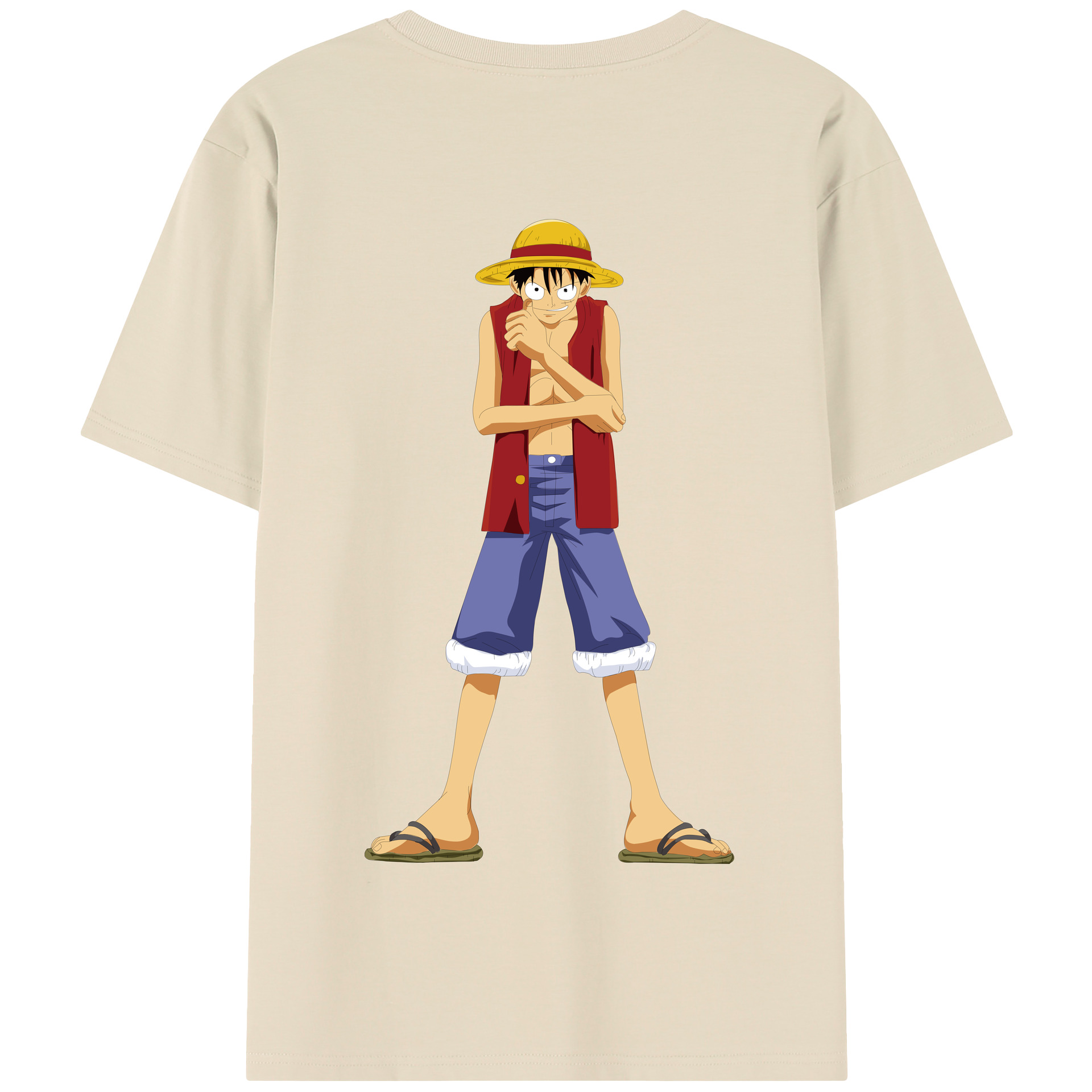 ワンピース モンキー・D・ルフィ ONE PIECE Monkey D. Luffy 綿100％半袖Tシャツ（背面プリント）