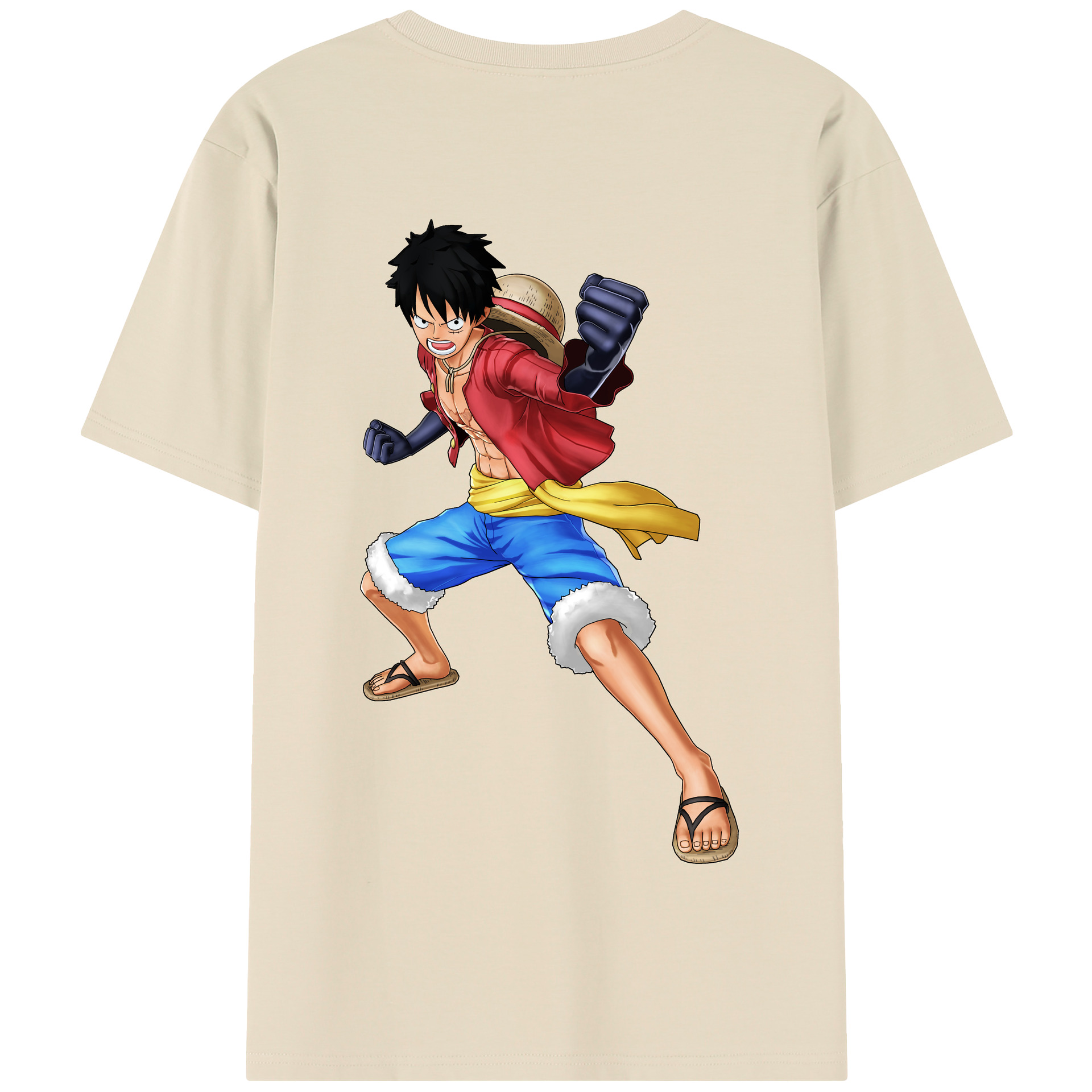 ワンピース モンキー・D・ルフィ ONE PIECE Monkey D. Luffy 綿100％半袖Tシャツ（背面プリント）