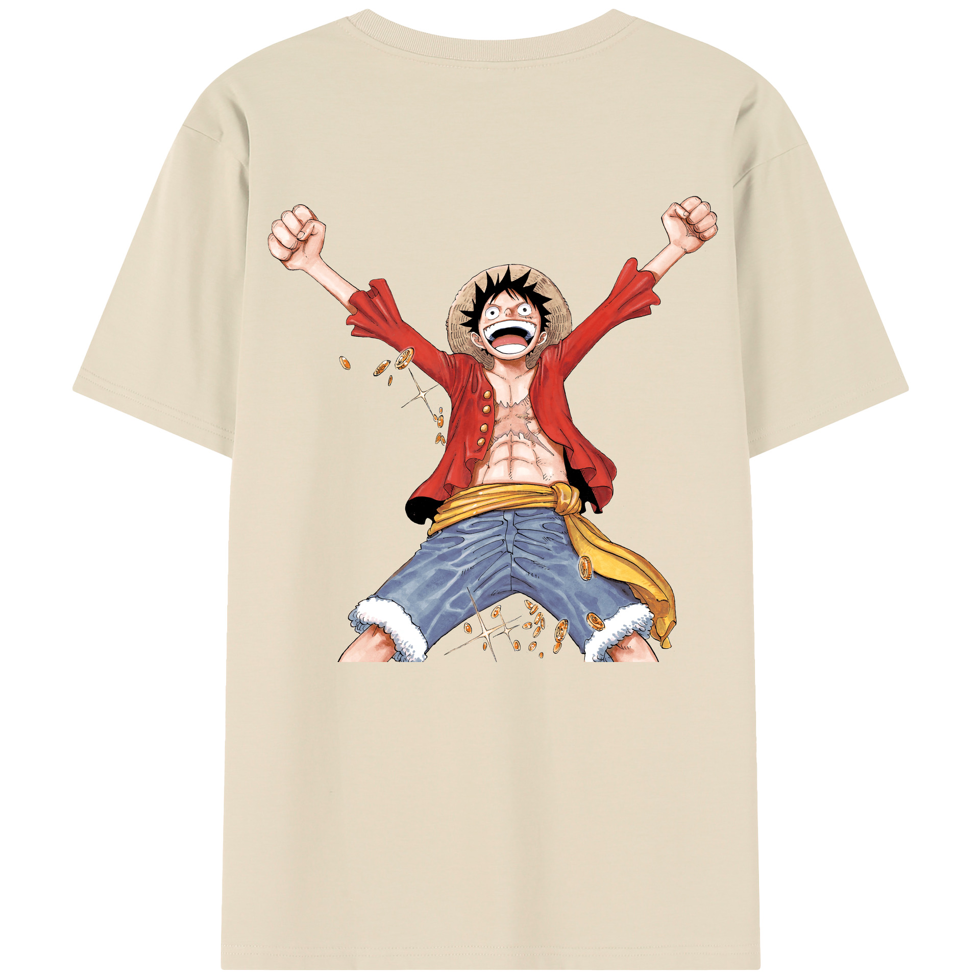 ワンピース モンキー・D・ルフィ ONE PIECE Monkey D. Luffy 綿100％半袖Tシャツ（背面プリント）