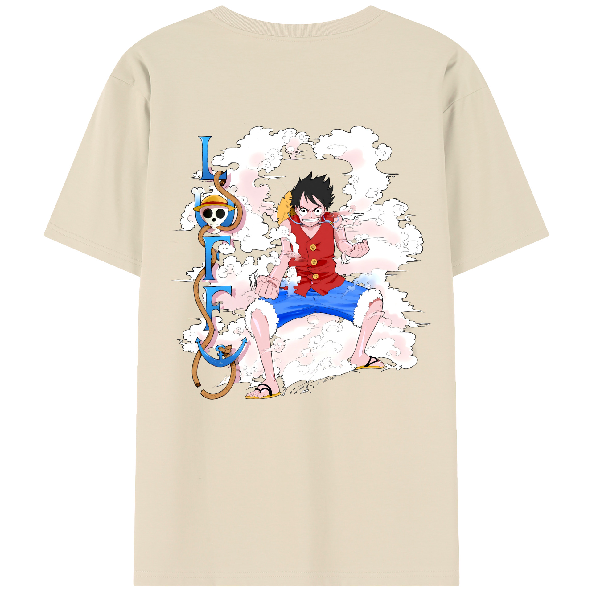 ワンピース モンキー・D・ルフィ ONE PIECE Monkey D. Luffy 綿100％半袖Tシャツ（背面プリント）