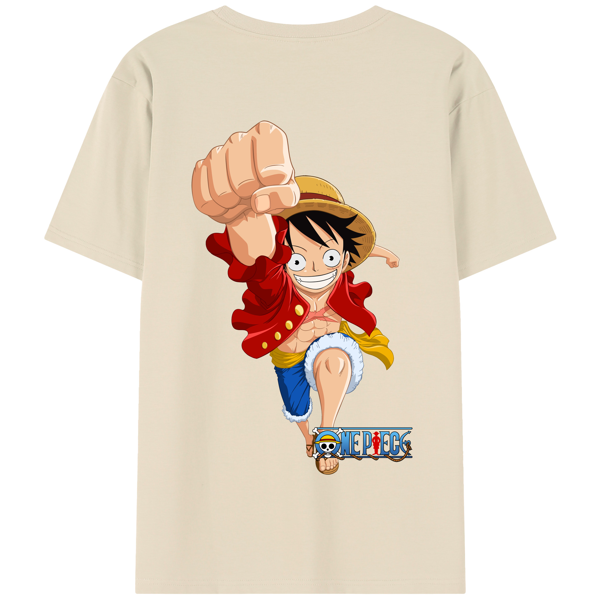 ワンピース モンキー・D・ルフィ ONE PIECE Monkey D. Luffy 綿100％半袖Tシャツ（背面プリント）