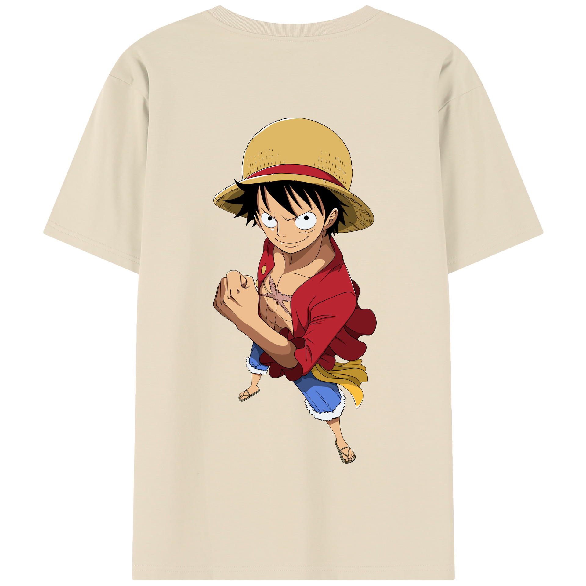 ワンピース モンキー・D・ルフィ ONE PIECE Monkey D. Luffy 綿100％半袖Tシャツ（背面プリント）