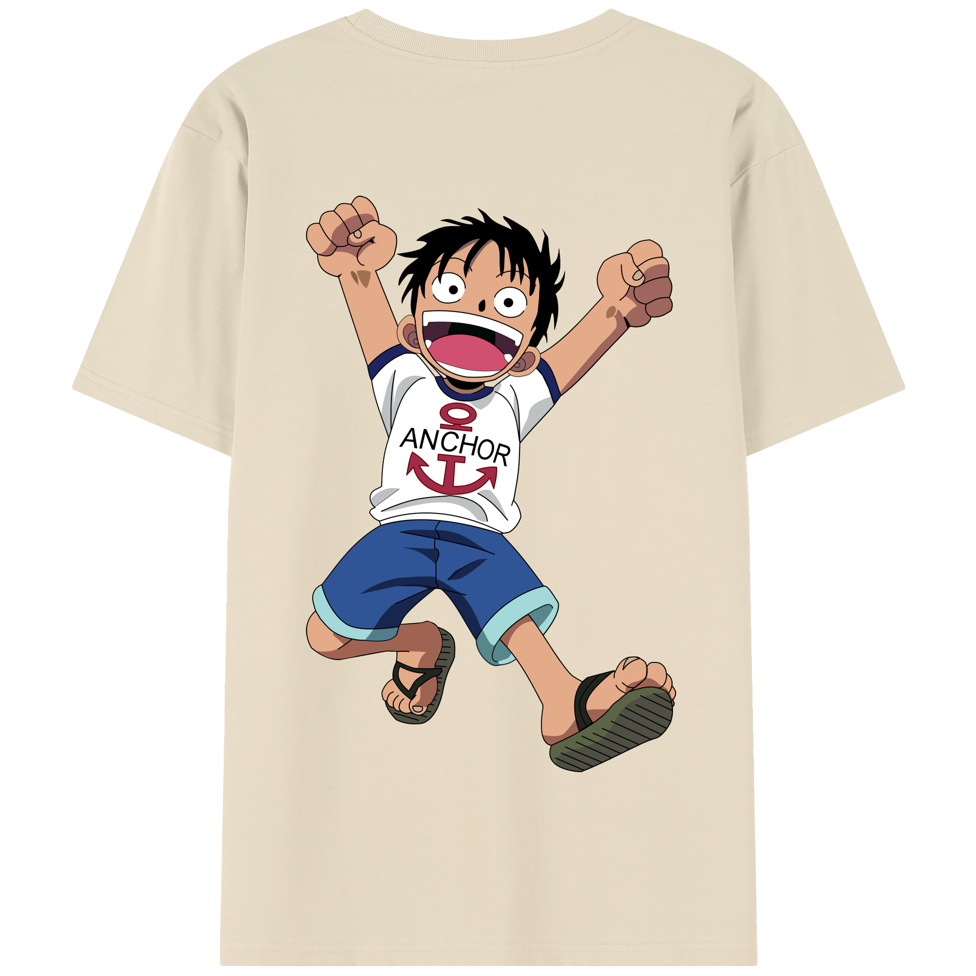 ワンピース モンキー・D・ルフィ ONE PIECE Monkey D. Luffy 綿100％半袖Tシャツ（背面プリント）