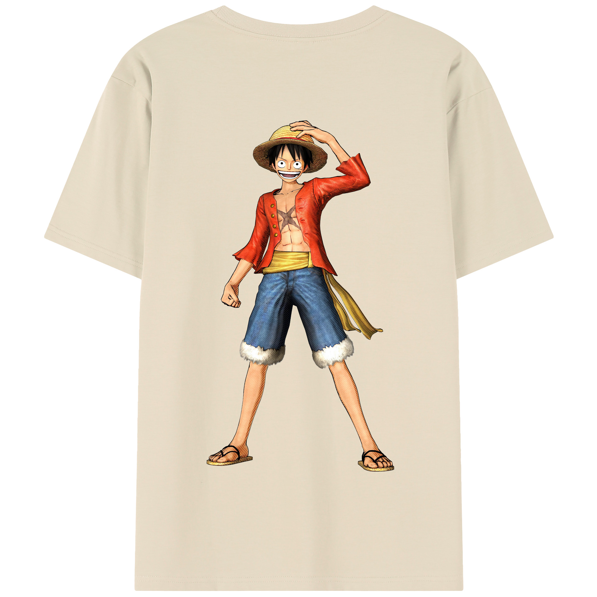 ワンピース モンキー・D・ルフィ ONE PIECE Monkey D. Luffy 綿100％半袖Tシャツ（背面プリント）