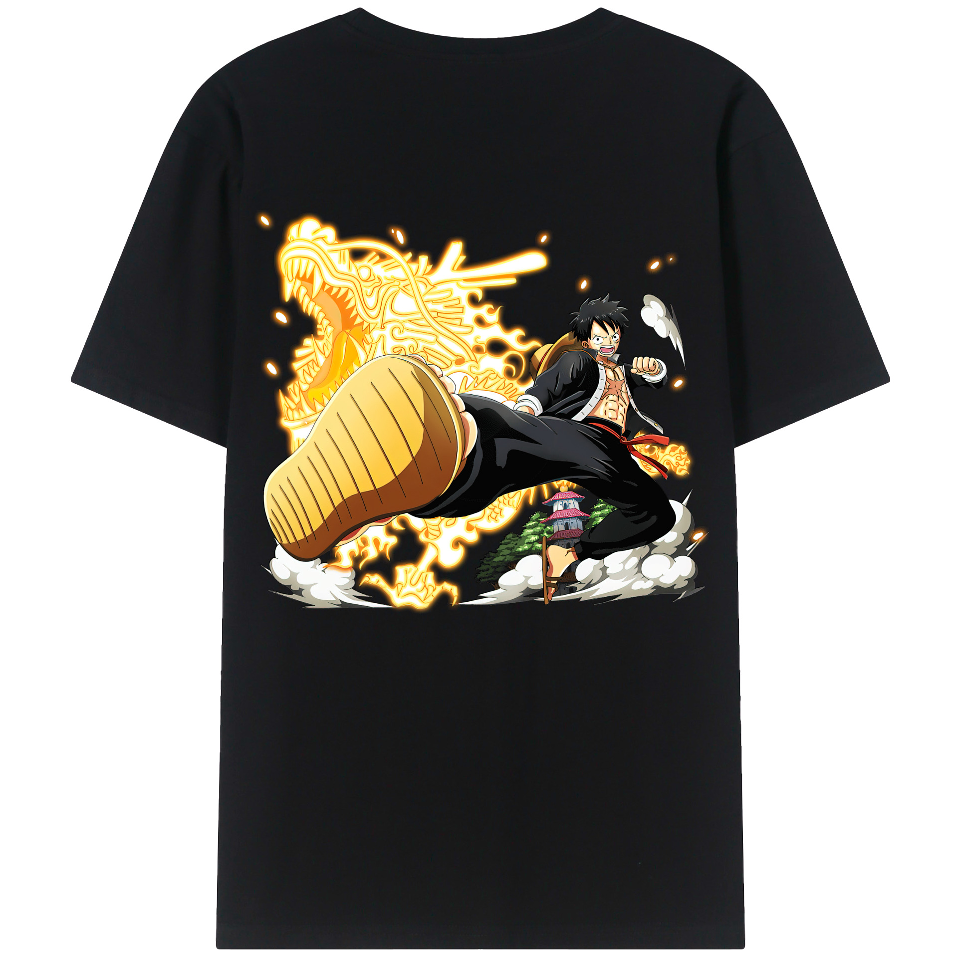 ワンピース モンキー・D・ルフィ ONE PIECE Monkey D. Luffy 綿100％半袖Tシャツ（背面プリント）