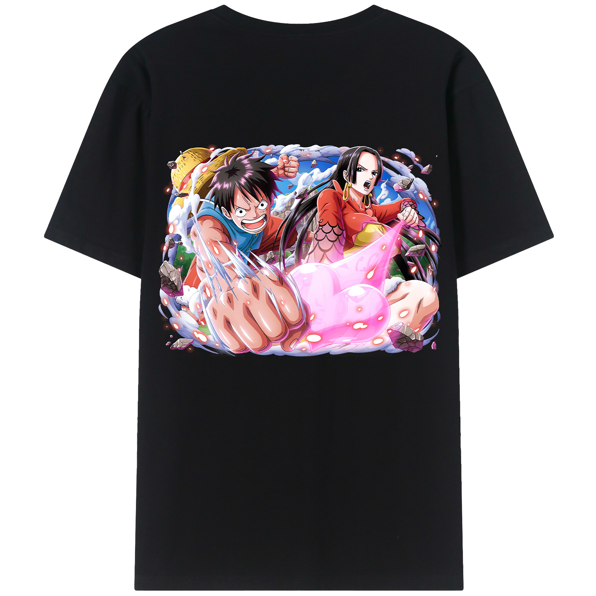 ワンピース モンキー・D・ルフィ ONE PIECE Monkey D. Luffy 綿100％半袖Tシャツ（背面プリント）