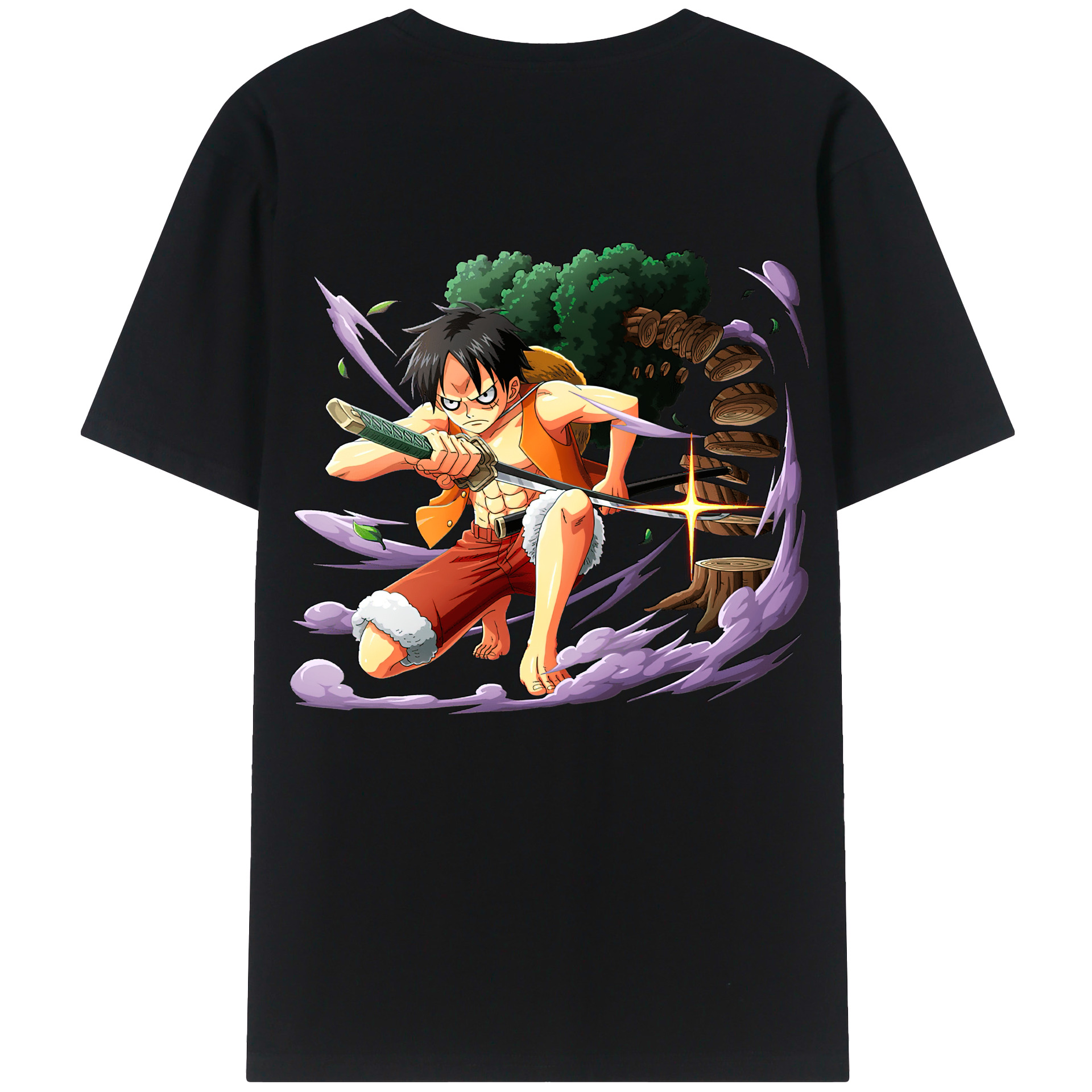 ワンピース モンキー・D・ルフィ ONE PIECE Monkey D. Luffy 綿100％半袖Tシャツ（背面プリント）